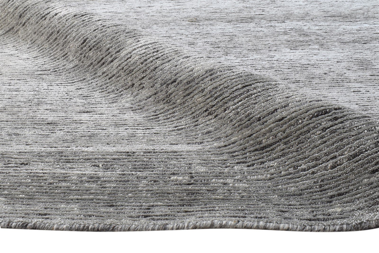 Wool / Silk Grey Rug 9X12 Modern Hand Knotted Scandinavian Solid Extra Large   7864579293333