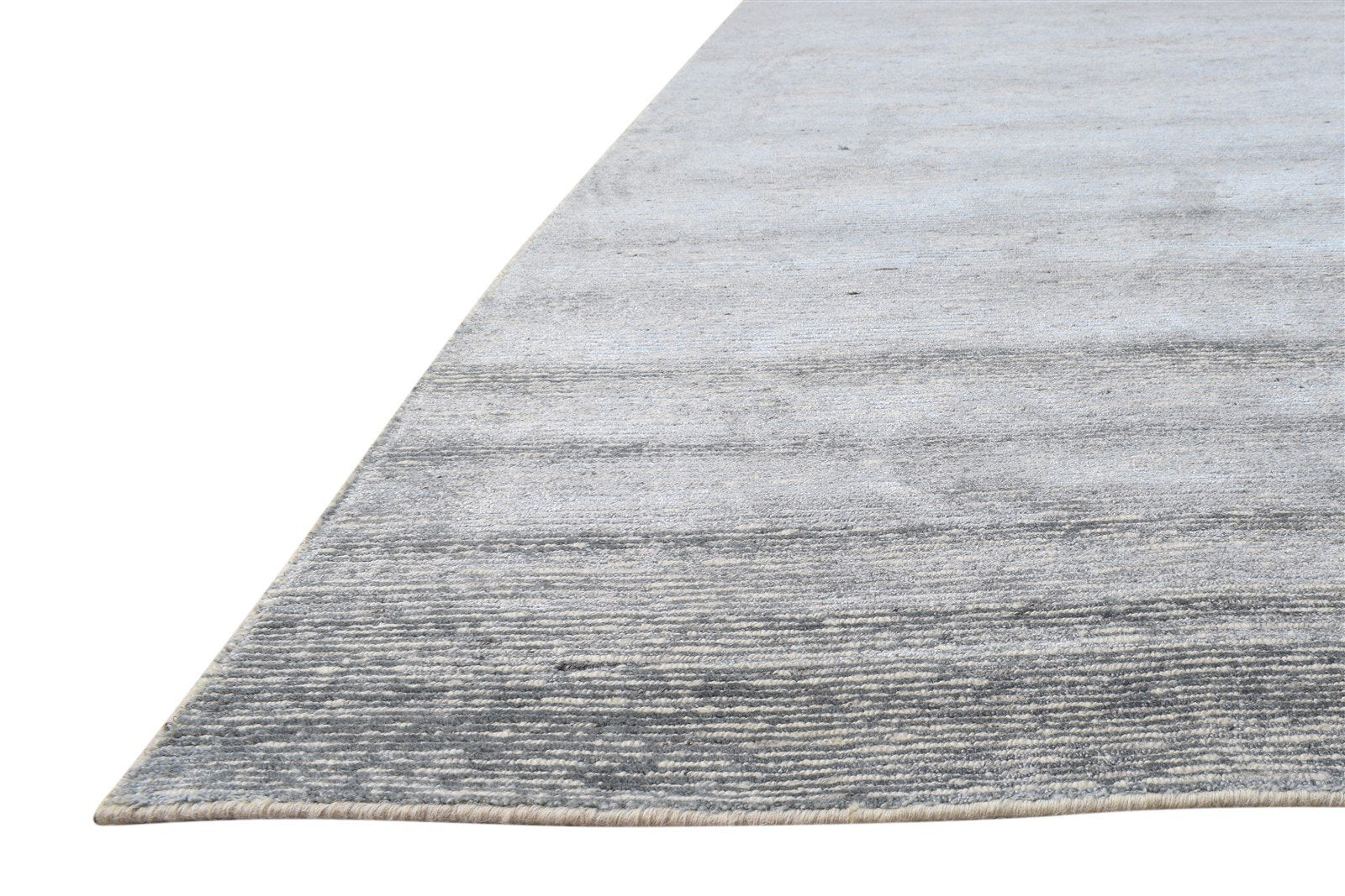 Wool / Silk Grey Rug 9X12 Modern Hand Knotted Scandinavian Solid Large Carpet   7864574869653