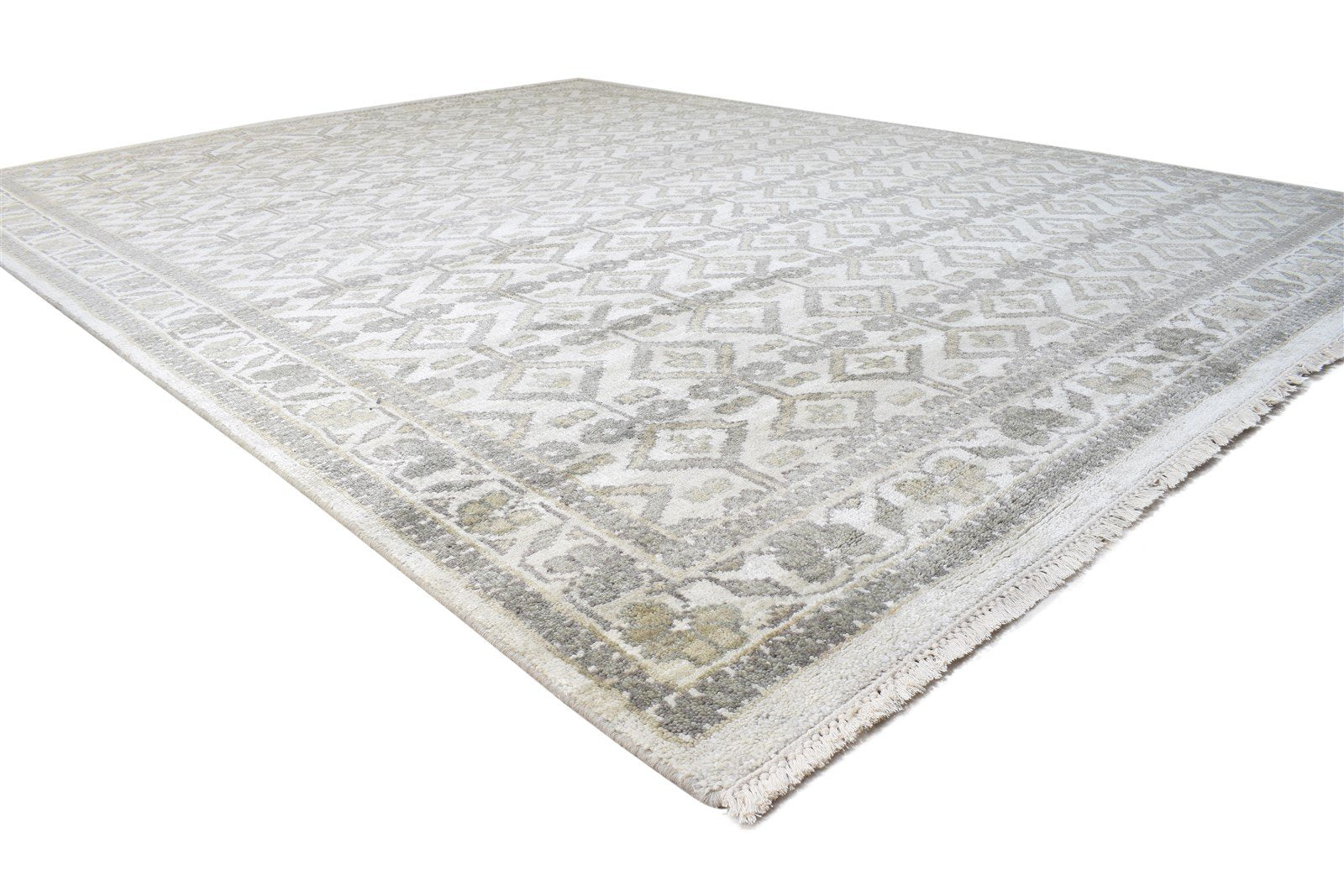 Wool / Silk Grey Rug 9X12 Persian Hand Knotted Oushak Oriental Extra Large   7864970444949