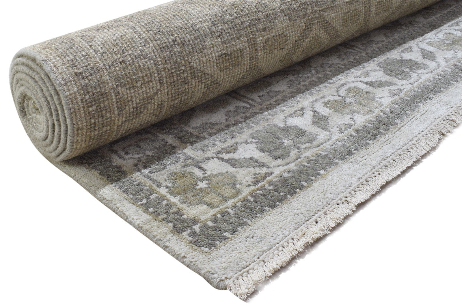 Wool / Silk Grey Rug 9X12 Persian Hand Knotted Oushak Oriental Extra Large   7864970444949