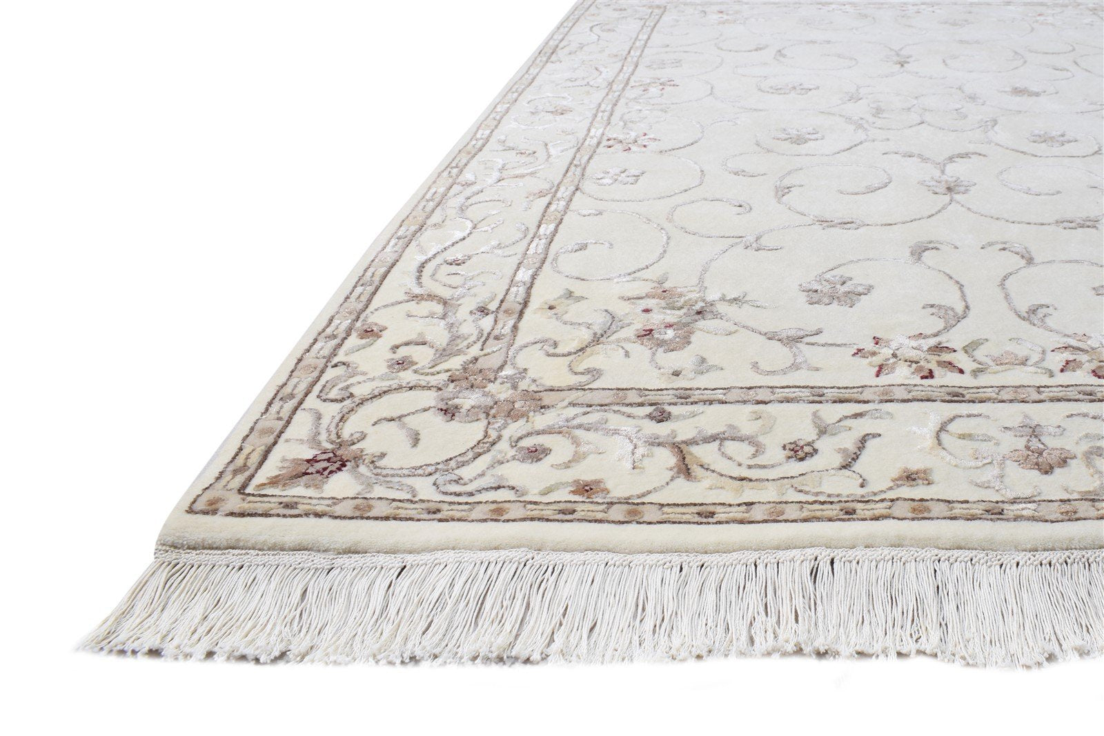 Wool / Silk Ivory Rug 4X6 Persian Hand Knotted Abbuson Oriental Room Size   7865126617237