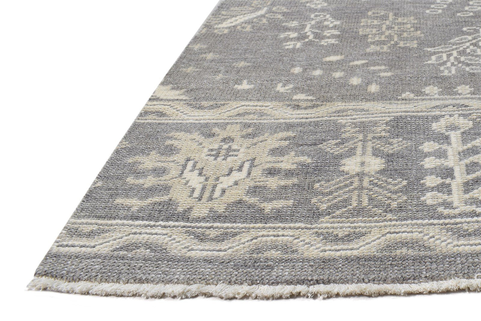 Wool Silk Light Grey Rug 2X3 Persian Hand Knotted Sarouk-Indian Oriental Small   7865051218069