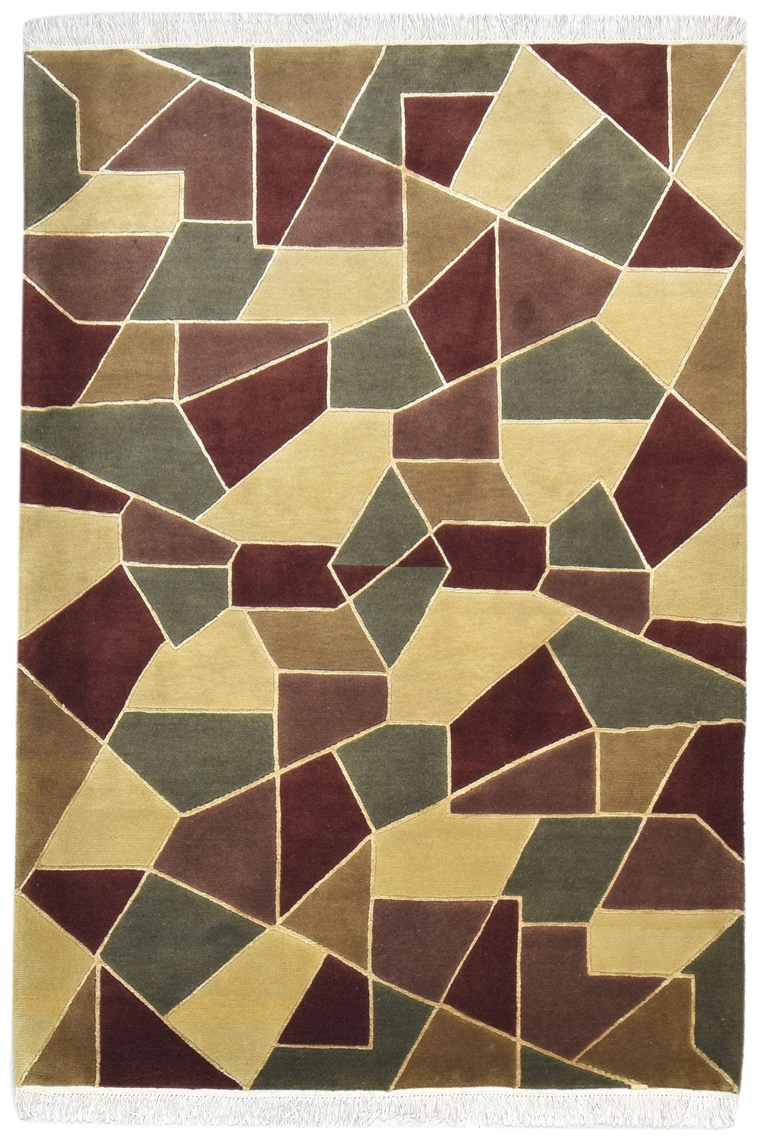 Wool / Silk Multi Color Rug 5X7 Modern Hand Knotted Scandinavian Geometric Room Size   7864895045781