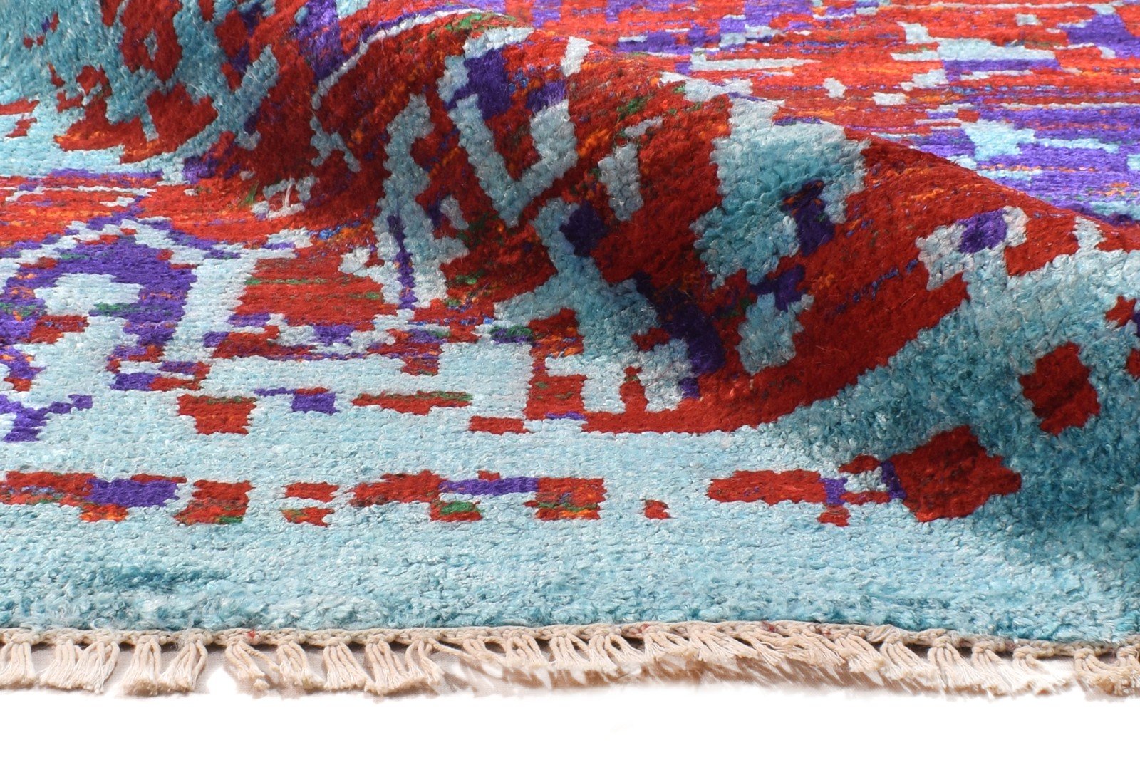Wool / Silk Multi Color Rug 8X10 Persian Hand Knotted Bohemian Oriental Large   7864973721749