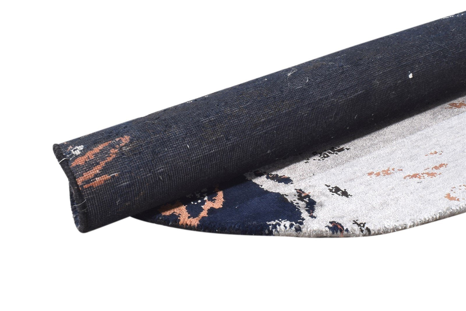 Wool / Silk Navy Blue Rug 3X3 Modern Hand Knotted American Abstract Room Size   7864614355093