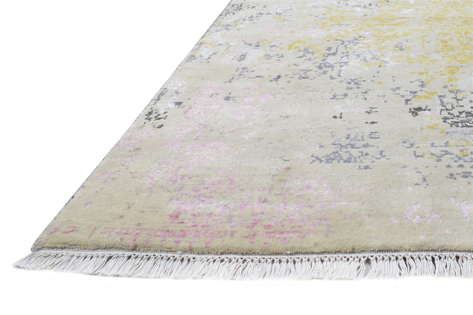 Wool / Silk Pink Rug 4X6 Modern Hand Knotted Indian Abstract Room Size Carpet   7864587485333
