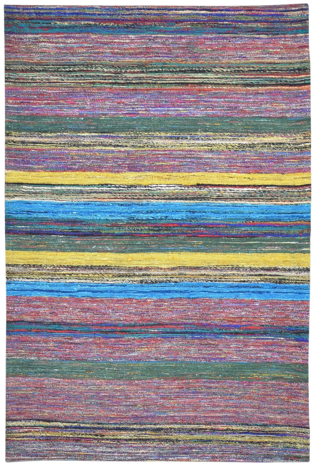 Wool / Silk Pink Rug 5X7 Modern Jacquard Loom Bohemian Striped Room Size Carpet   7864179327125