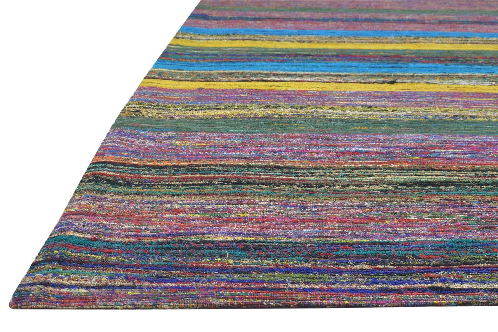Wool / Silk Pink Rug 5X7 Modern Jacquard Loom Bohemian Striped Room Size Carpet   7864179327125