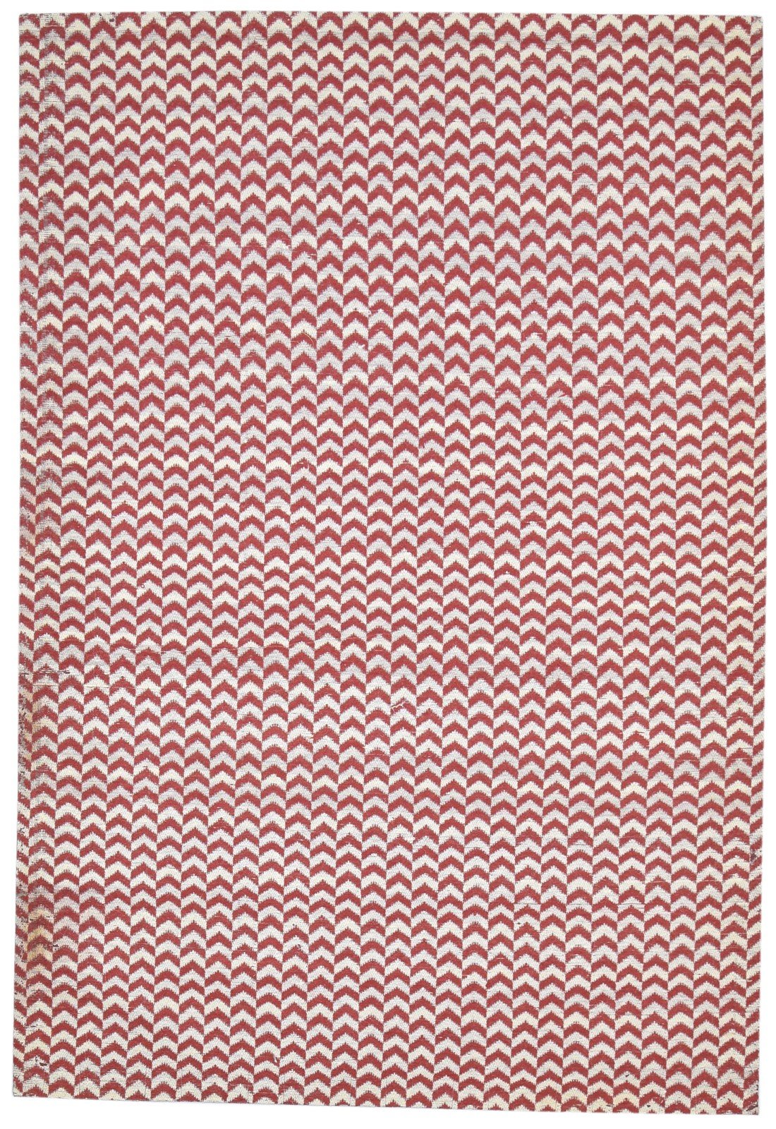 Wool / Silk Red Rug 5X7 Modern Jacquard Loom Scandinavian Chevron Room Size   7864178278549