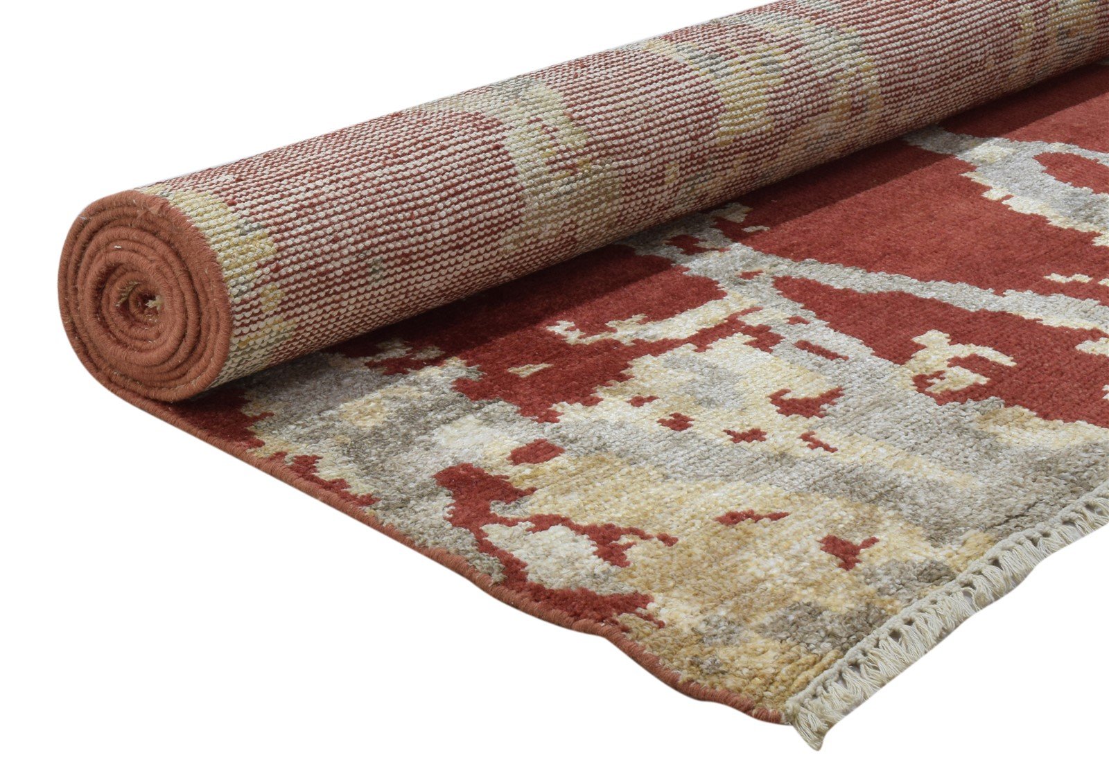 Wool / Silk Red Rug 8' X 10' Modern Hand Knotted Moroccan Trellis Large Carpet   7864082661525