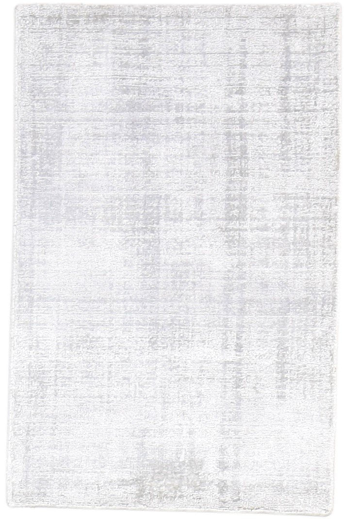 Wool / Silk Silver Rug 2' X 3' Modern Handloom Scandinavian Solid Small Carpet   7864316330133