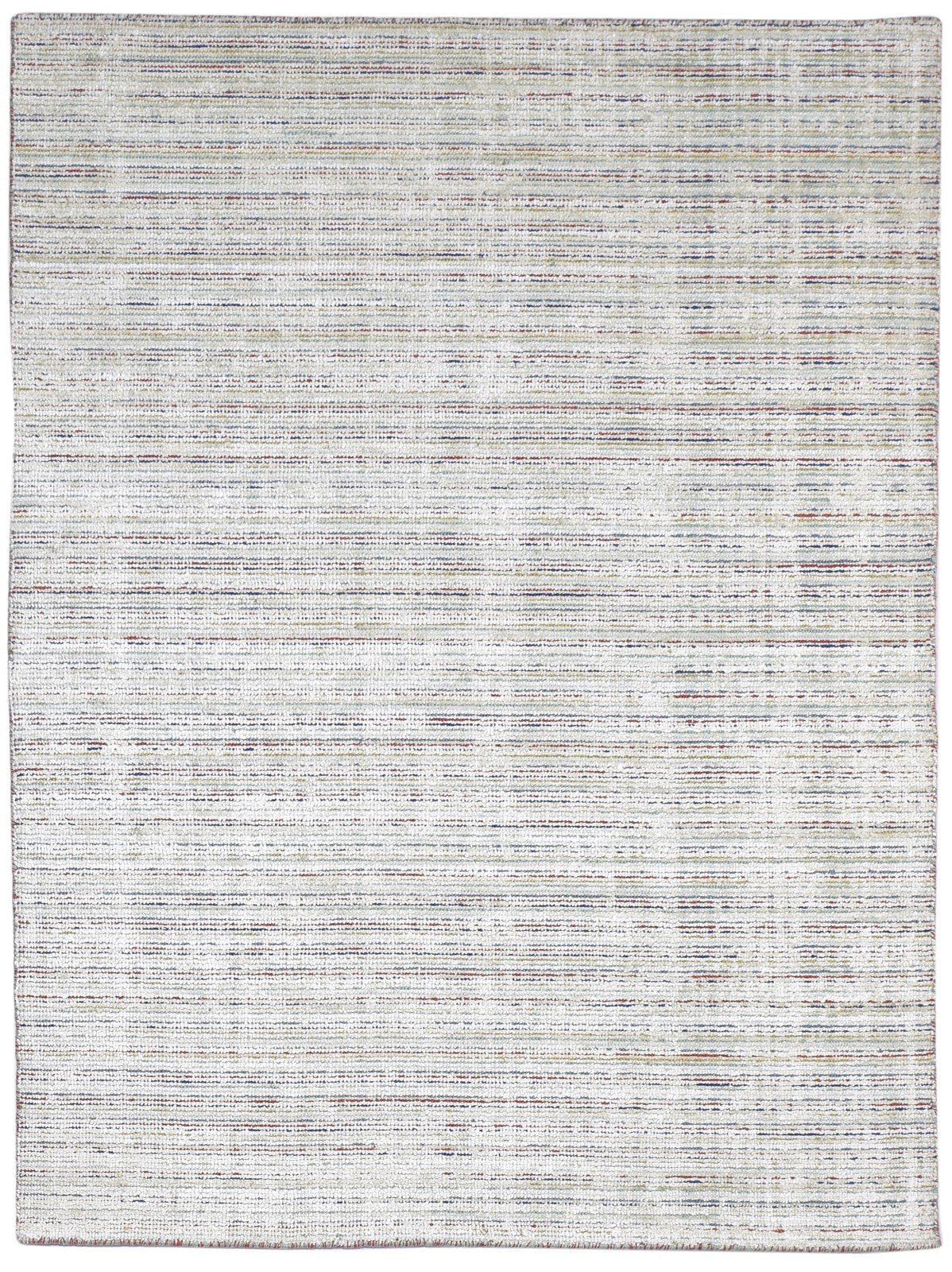 Wool / Silk Silver Rug 5X7 Modern Handloom Scandinavian Striped Room Size   7864153211029