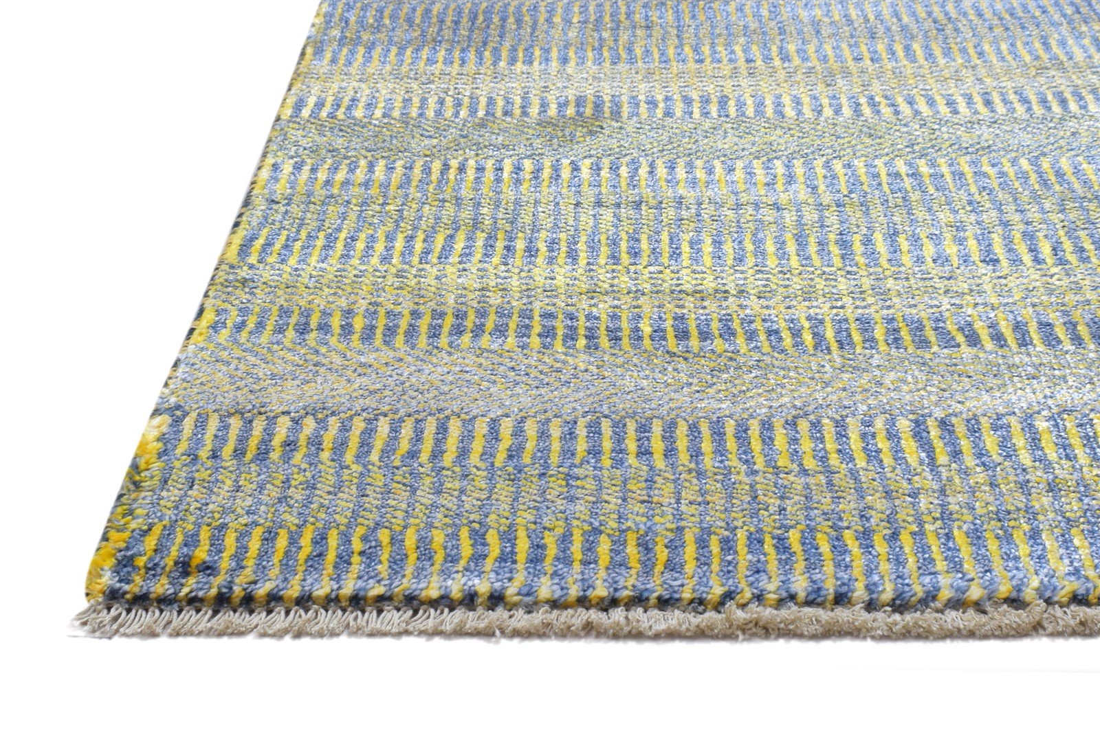 Wool / Silk Yellow Rug 2X3 Modern Hand Knotted Scandinavian Grass Trellis Small   7864198856853