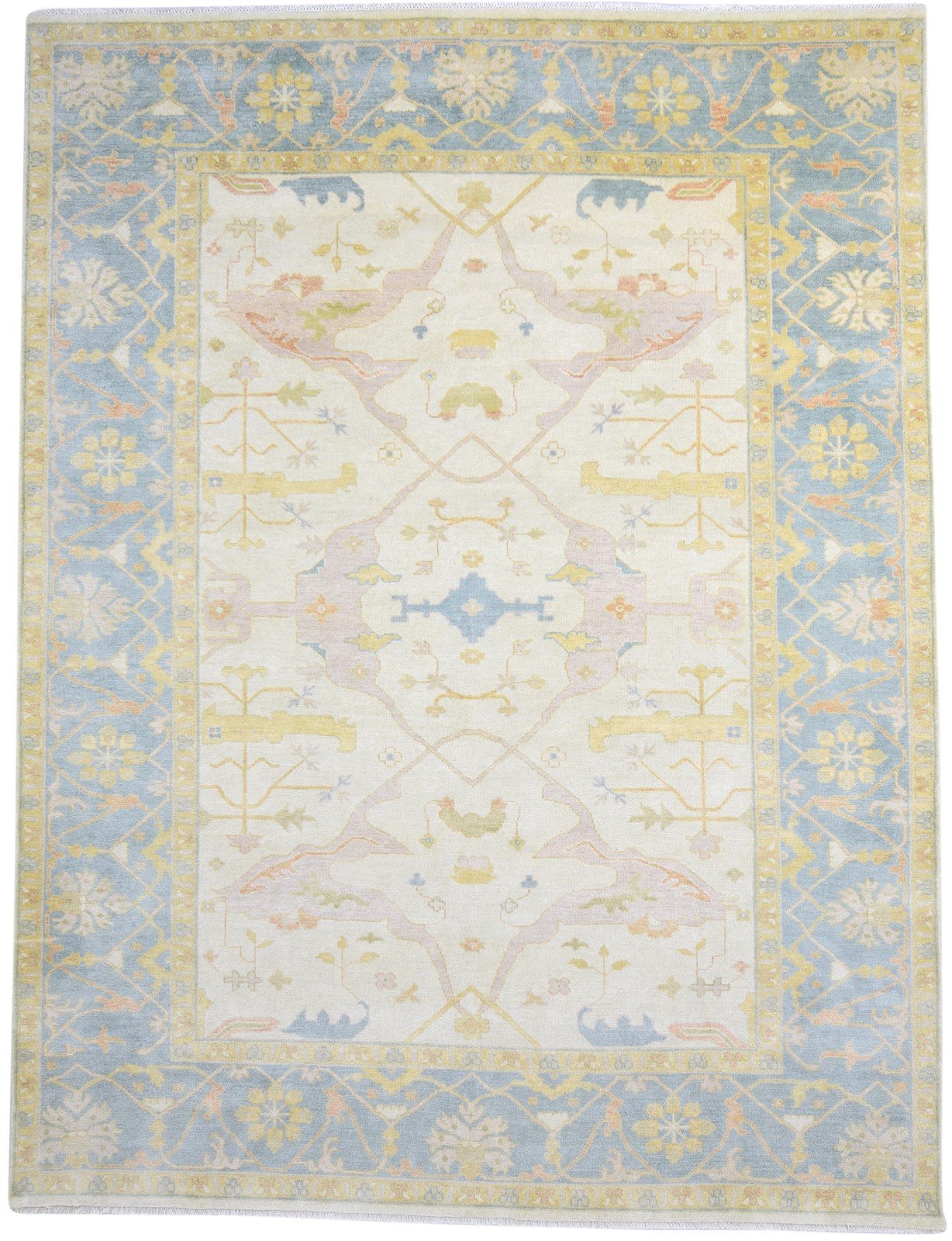 Wool Silver Rug 9' X 12' Persian Hand Knotted Oushak Oriental Extra Large Carpet   7864184897685