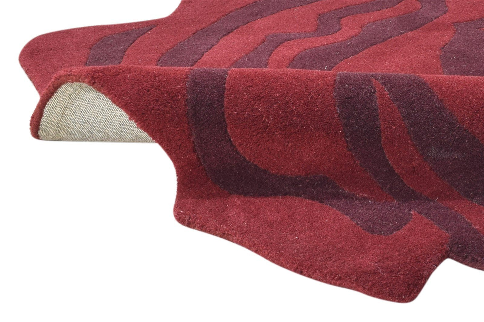 Wool Wine Rug 5' X 5' Modern Hand Tufted French Floral Room Size Carpet   7865009045653