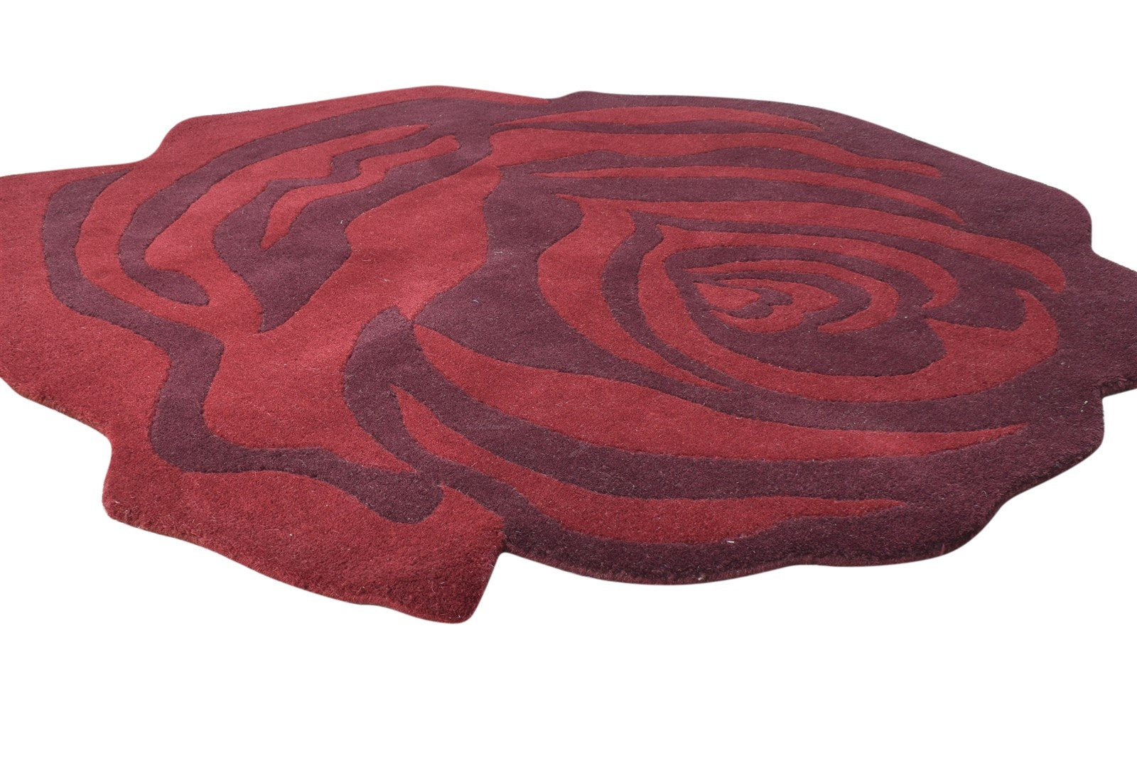 Wool Wine Rug 5' X 5' Modern Hand Tufted French Floral Room Size Carpet   7865009045653