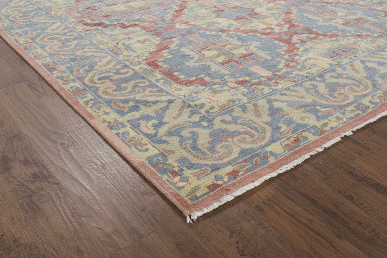 Zarvani Heritage Red & Blue hand-Knotted Rug – Turkish Knot Bakhtiari Oriental Persian Area Rug   9195259396245
