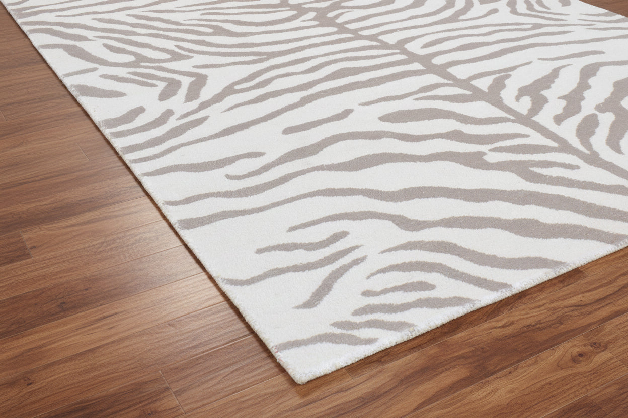 Zebra Handmade Off-White Stripe Area – Modern Safari Style Kids Nursery Rug   9121480867989