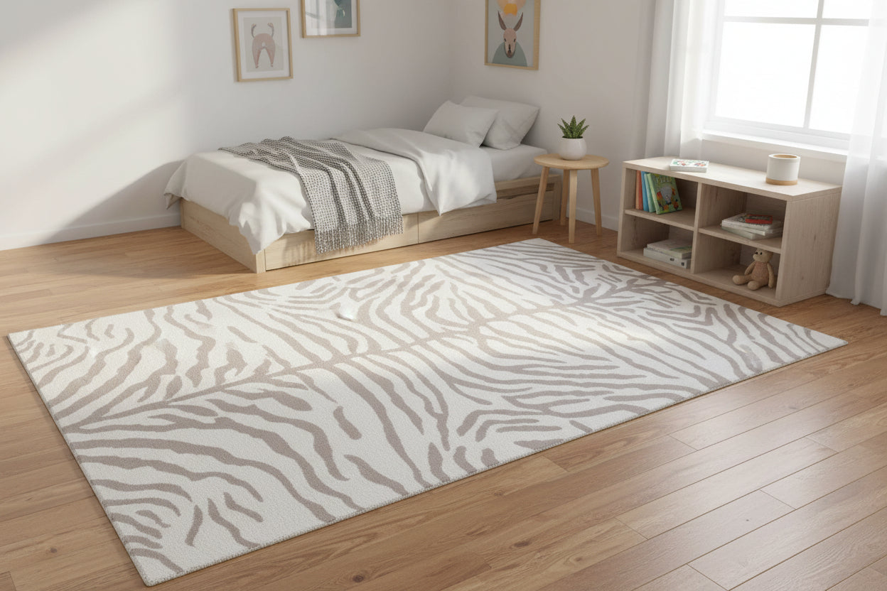Zebra Handmade Off-White Stripe Area – Modern Safari Style Kids Nursery Rug   9121480867989