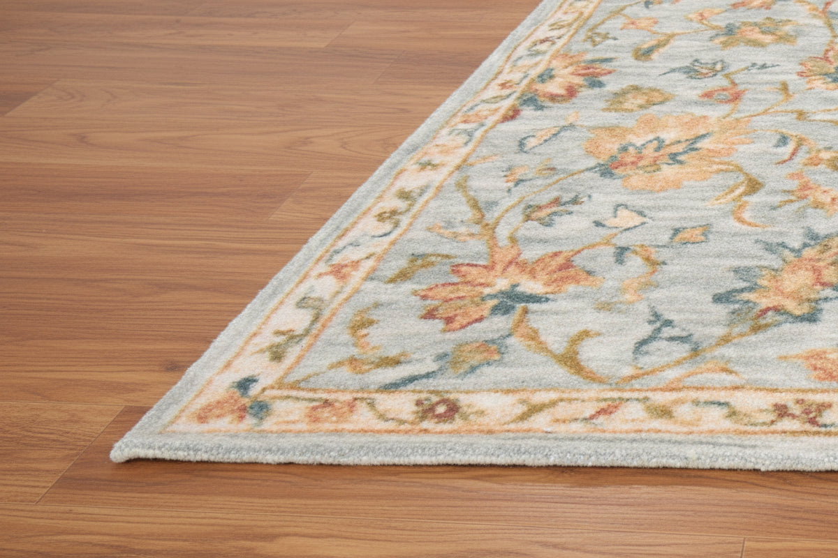 Zephyra Floral Oushak Handmade Soft Blue Area Rug – Modern Classic Persian Style   9170508349589