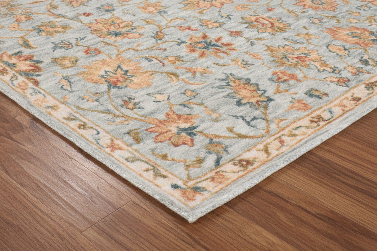 Zephyra Floral Oushak Handmade Soft Blue Area Rug – Modern Classic Persian Style   9170508349589