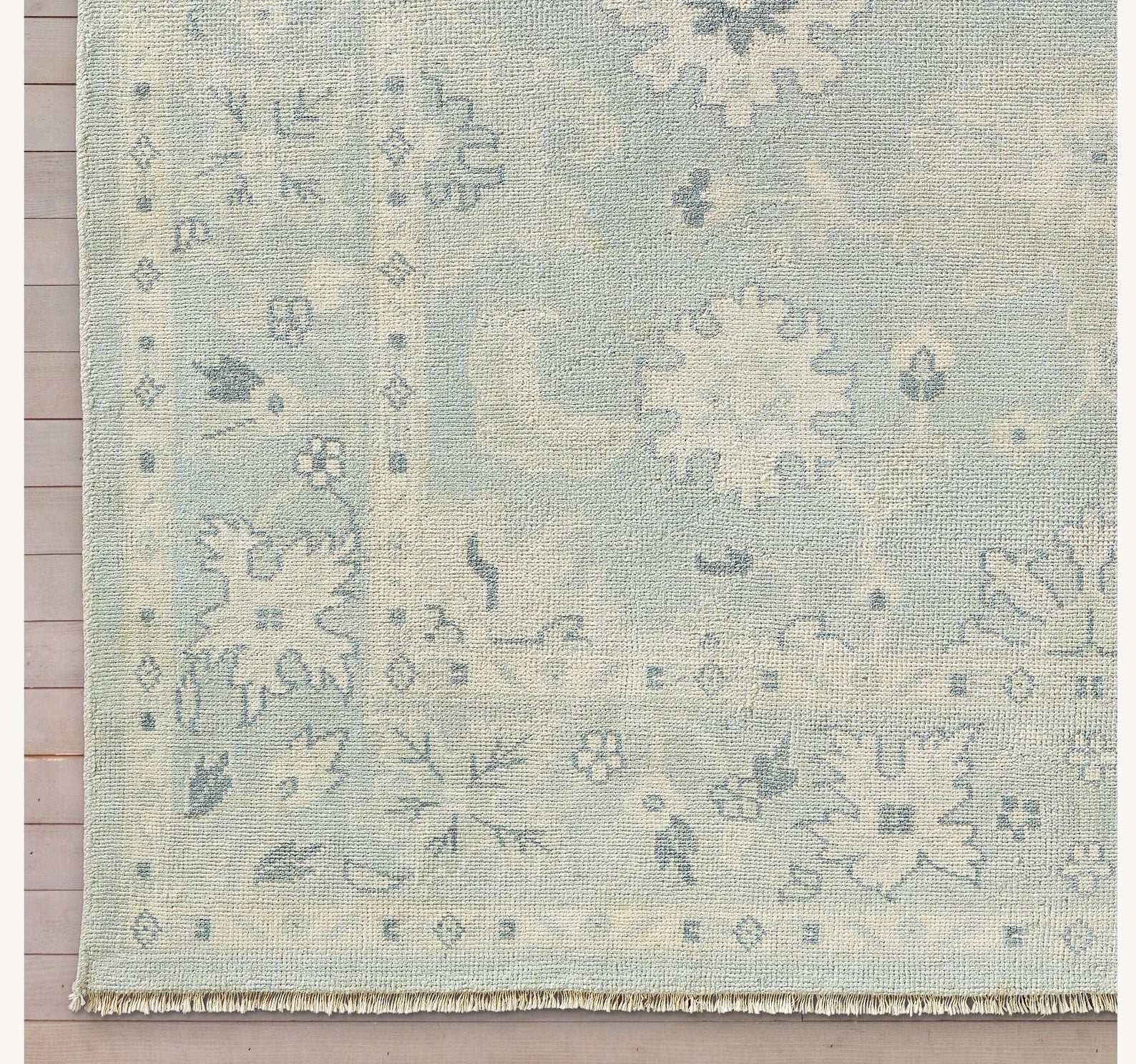 Hand-Knotted rug Green Sage Blue