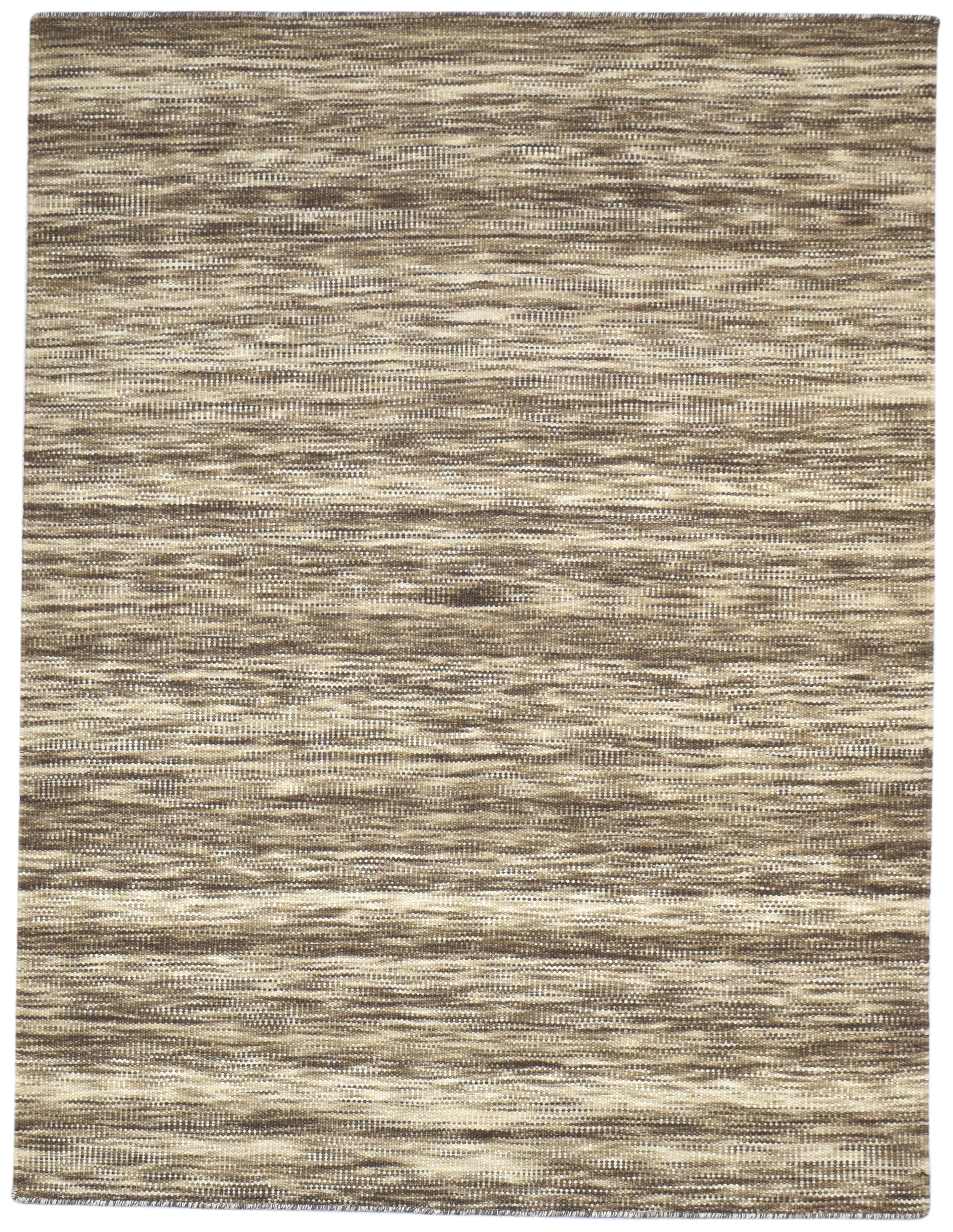 Brown Wool Rug 5' X 7' Modern Dhurrie Scandinavian Stars Room Size Carpet 