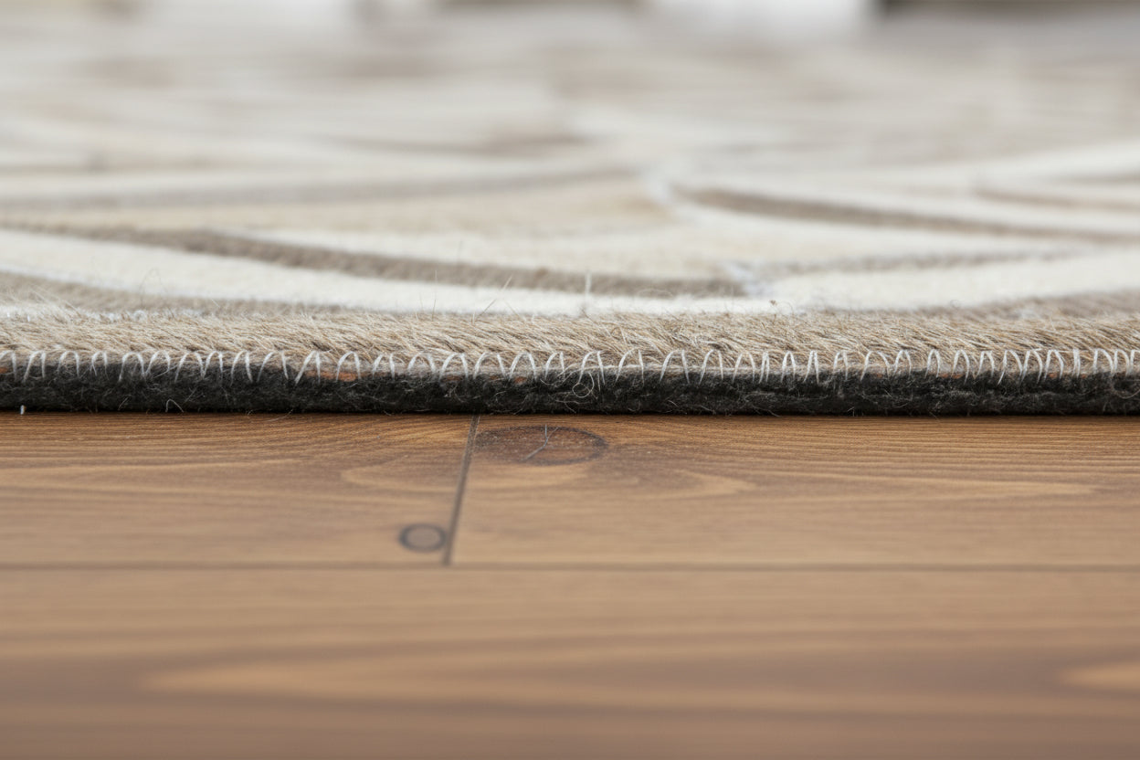 Myra Handmade Gray Leather Diamonds Rug | Modern Patchwork Cowhide Rug