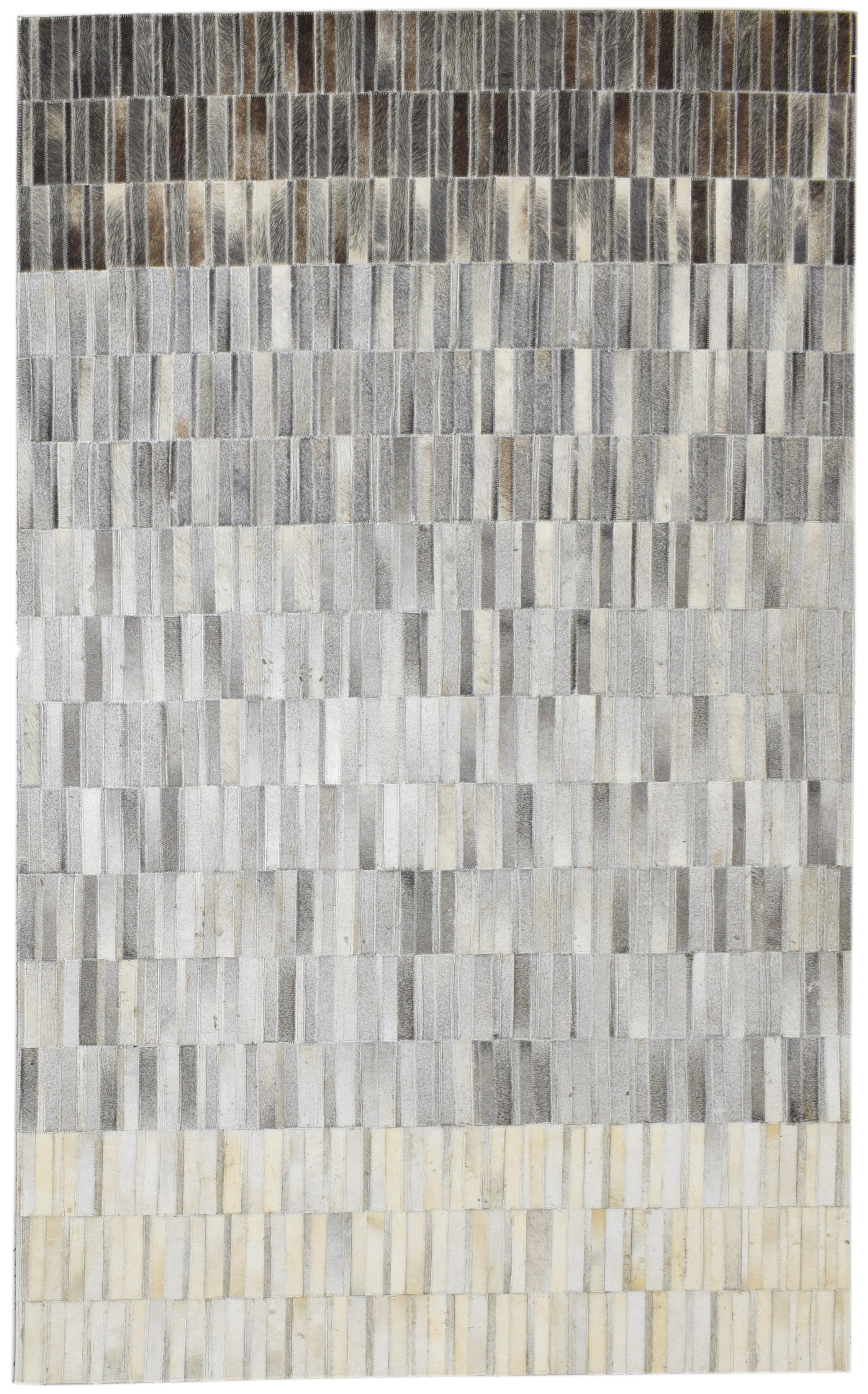 Maurise Handmade Gray Leather Stripes Rug | Modern Patchwork Cowhide Rug