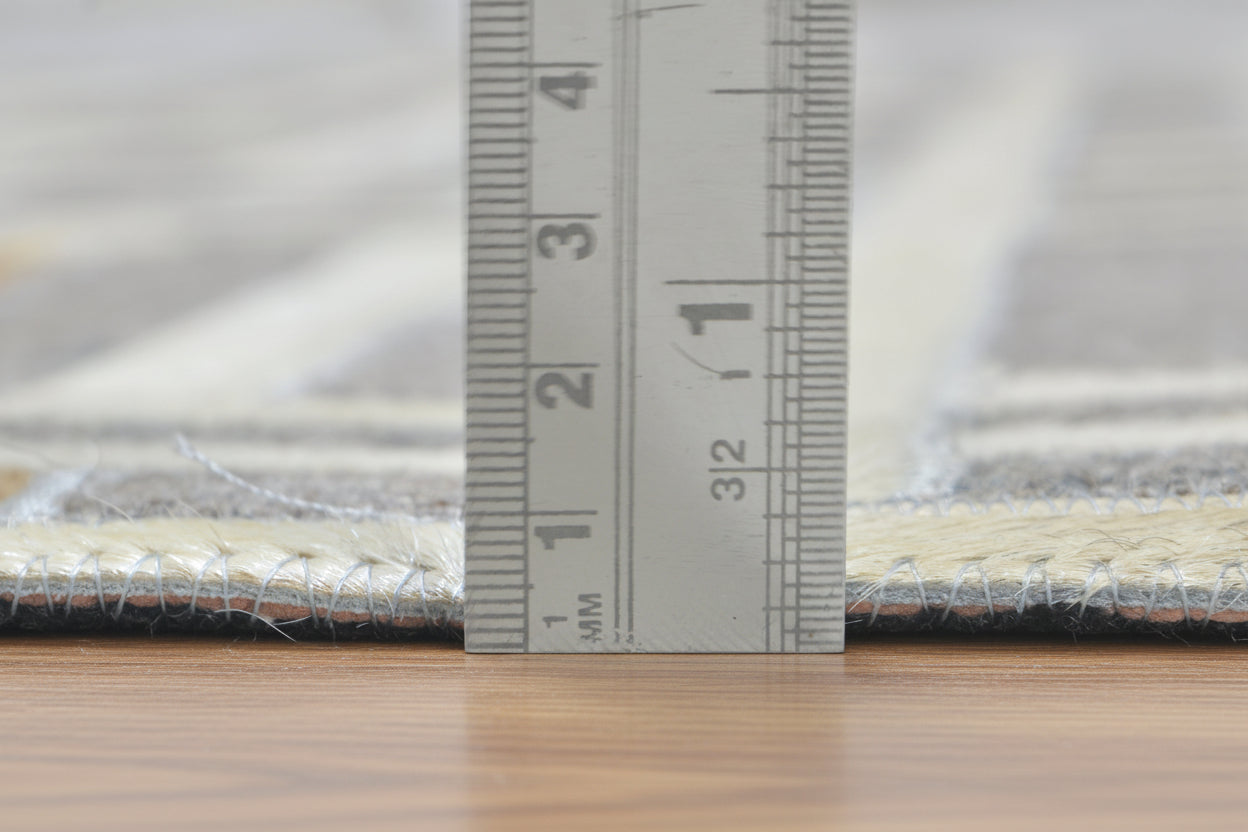 Candis Handmade Leather Gray Rug Modern Patchwork Cowhide Area Rug