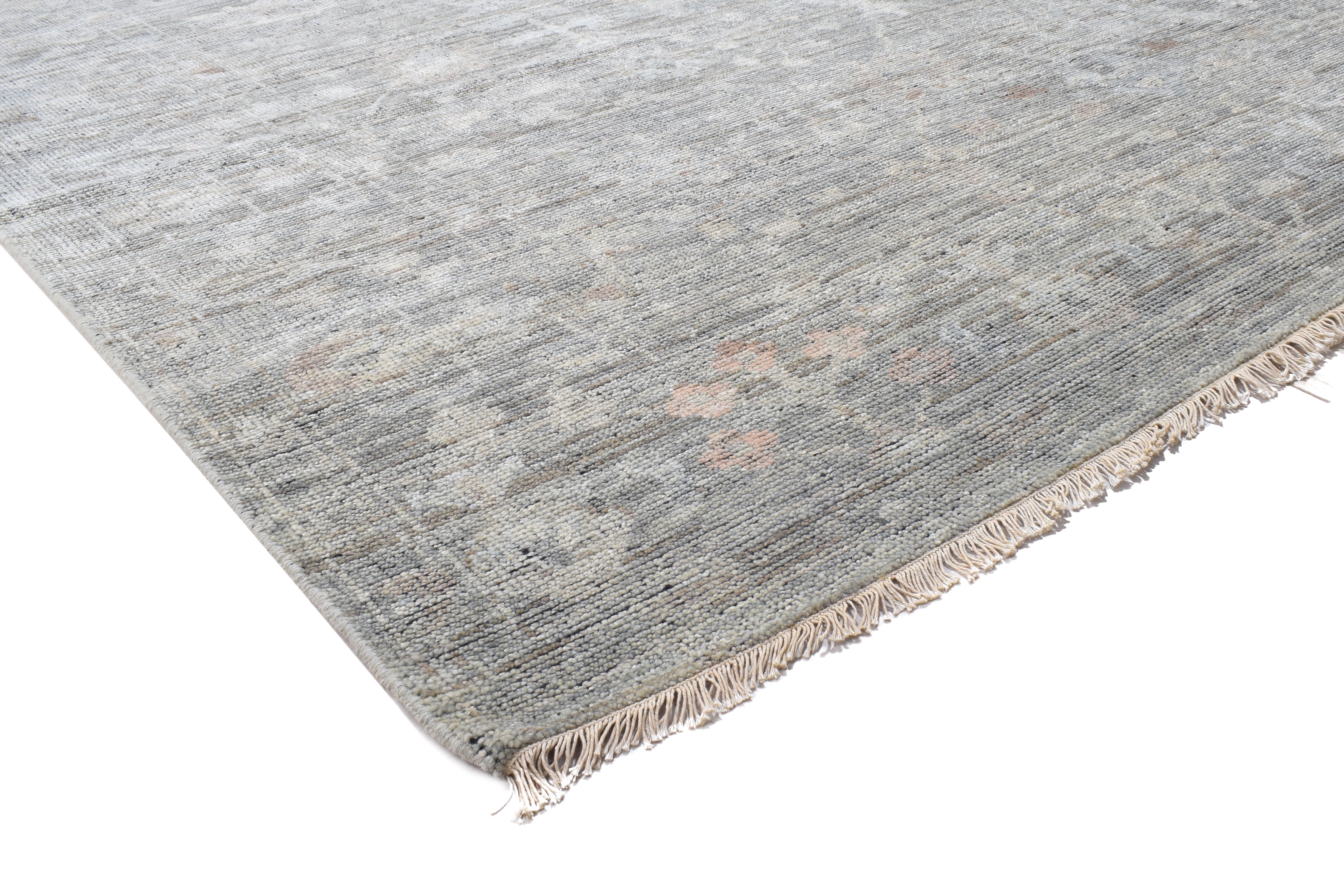 Randall Wool Gray Hand-Knotted Kashan Persian Rug   8881896947861