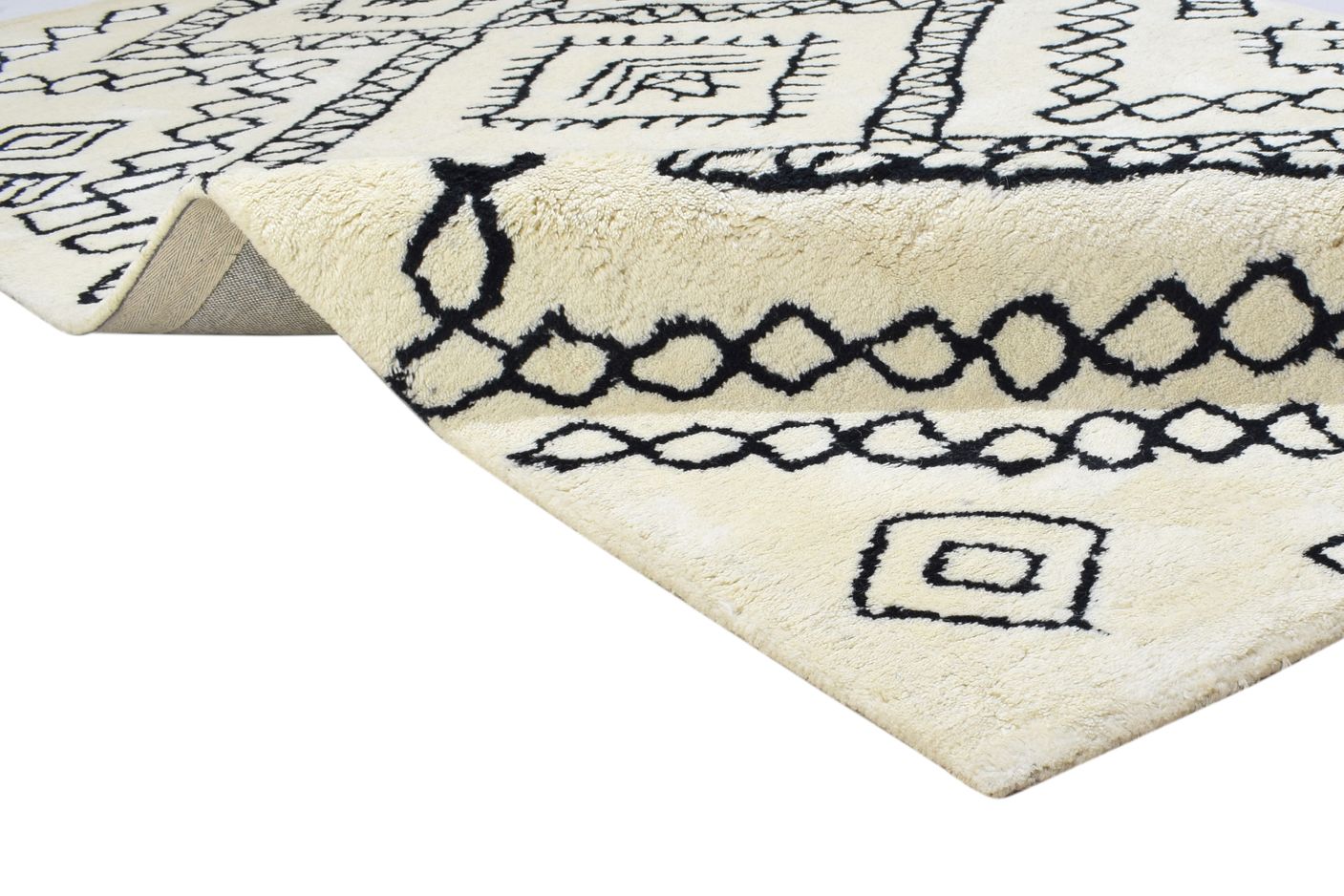 Pet Yarn Ivory Rug 5' X 8' Modern Hand Tufted Moroccan Diamond Room Size Carpet  Area Rug 