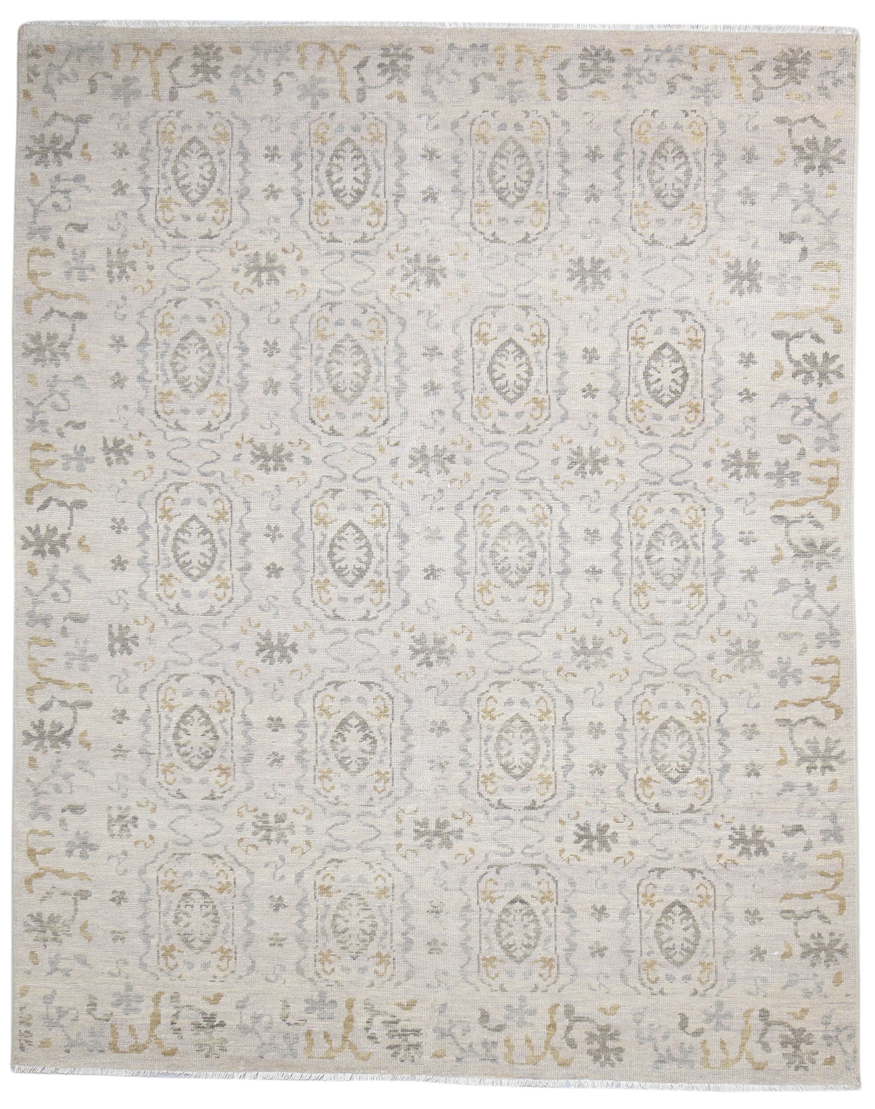 Antara Hand-Knotted Anatolian Oushak Wool Rug – Medallion Beige / Gray Oriental Area Rug