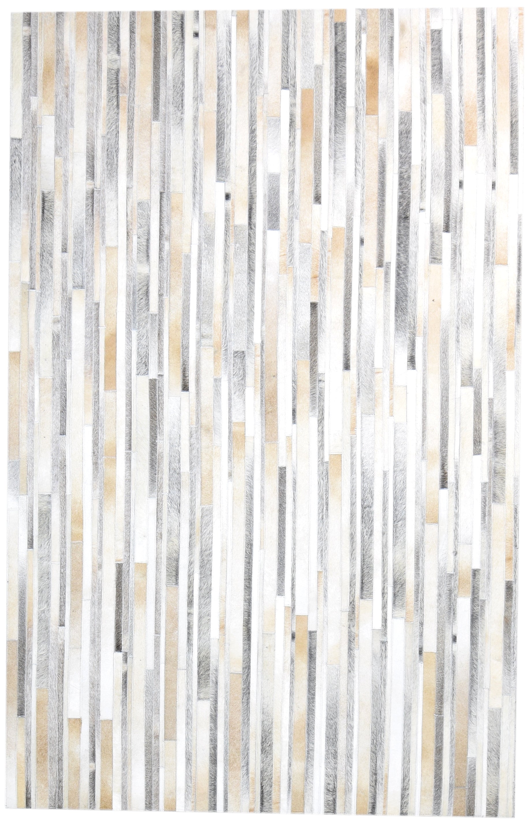 Ivory and Gray Striped Leather Rug, Cowhide Rug Patchwork Rug, Modern Area Rug 