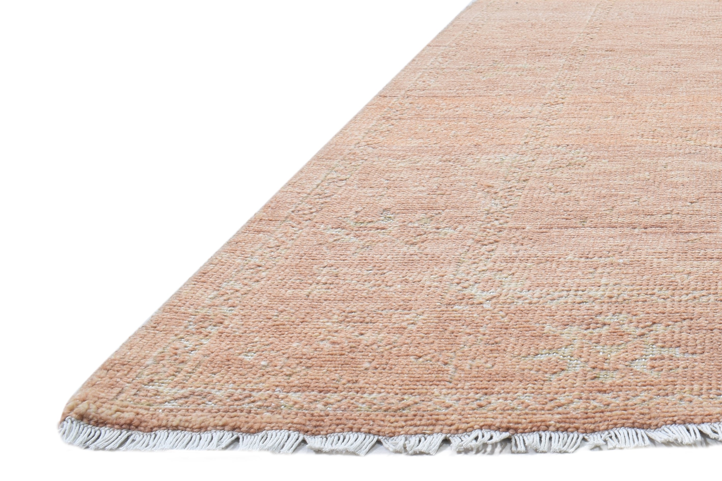 Remmy Teracotta Burnt Orange Hand-Knotted Wool Oushak Rug Wool Rug   8905212526741