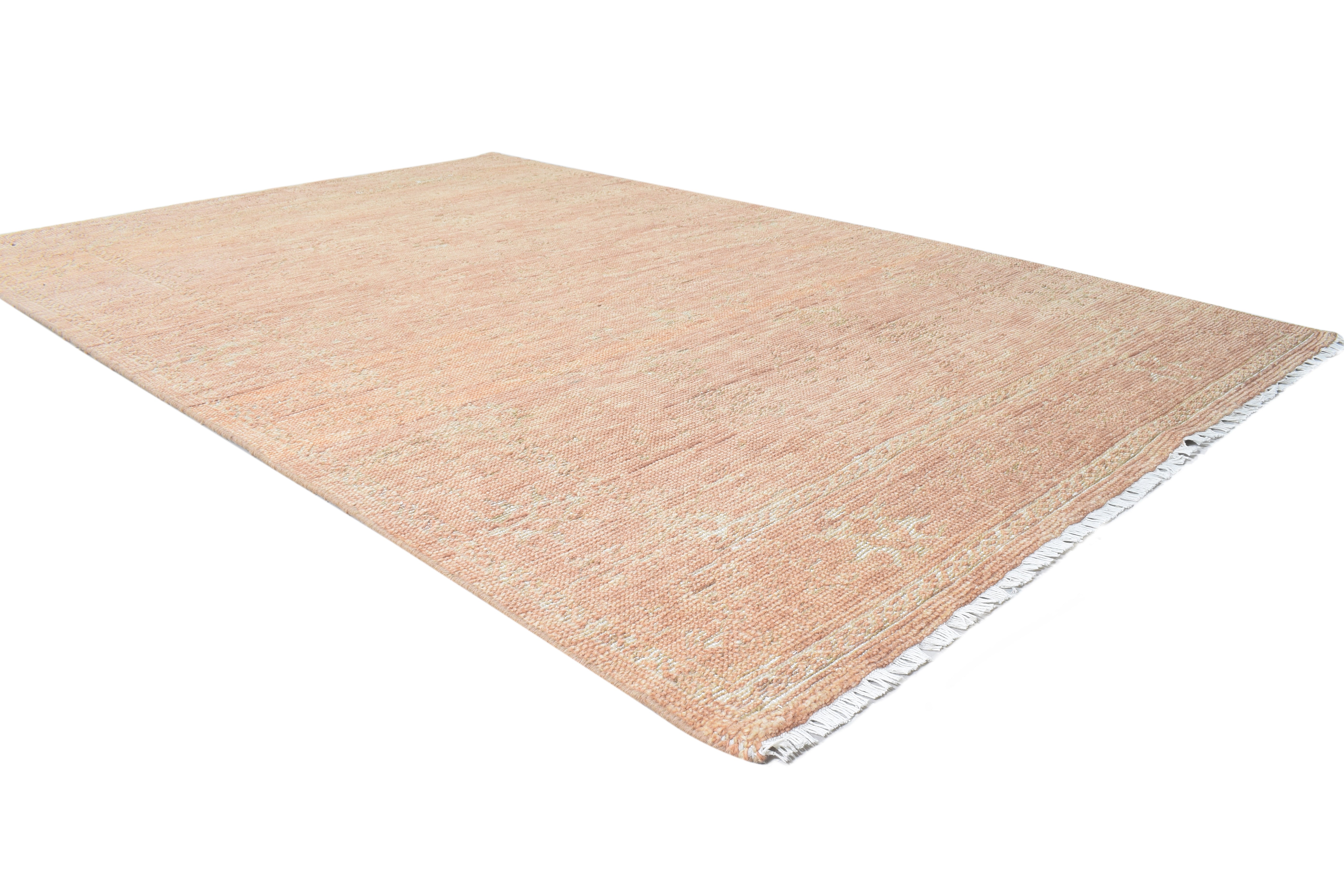 Remmy Teracotta Burnt Orange Hand-Knotted Wool Oushak Rug Wool Rug   8905212526741