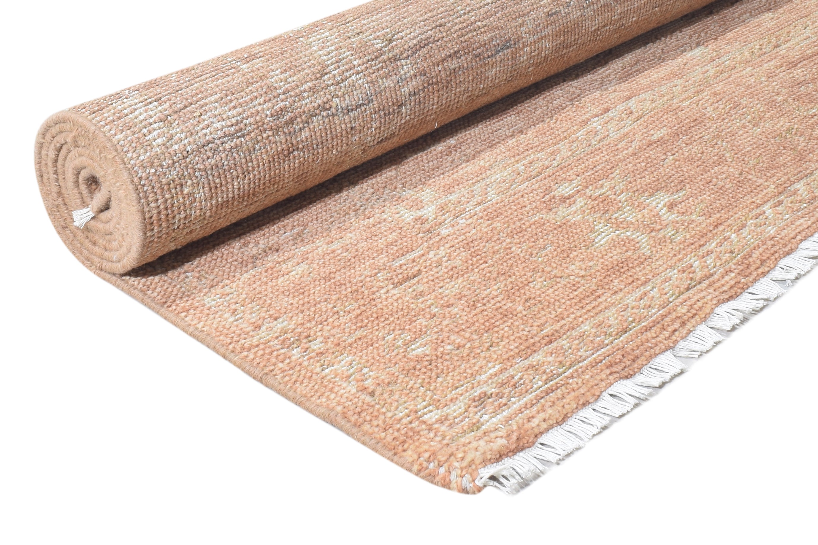 Remmy Teracotta Burnt Orange Hand-Knotted Wool Oushak Rug Wool Rug   8905212526741