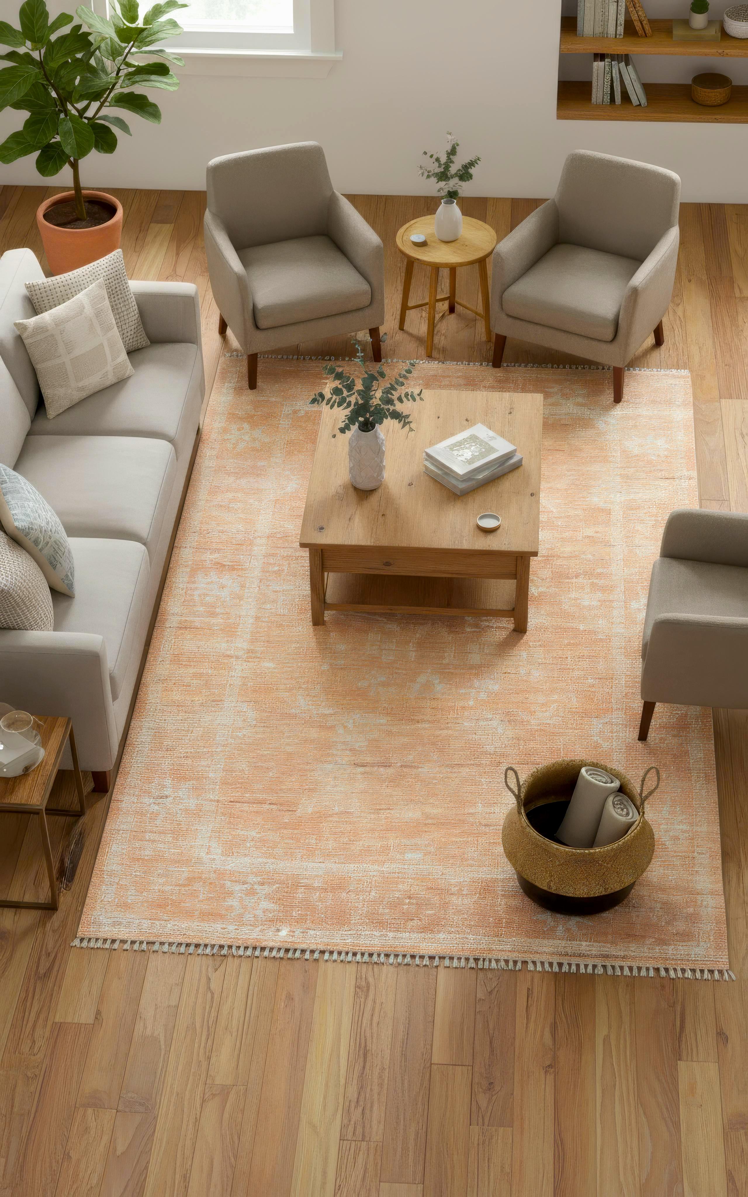 Remmy Teracotta Burnt Orange Hand-Knotted Wool Oushak Rug Wool Rug   8905212526741