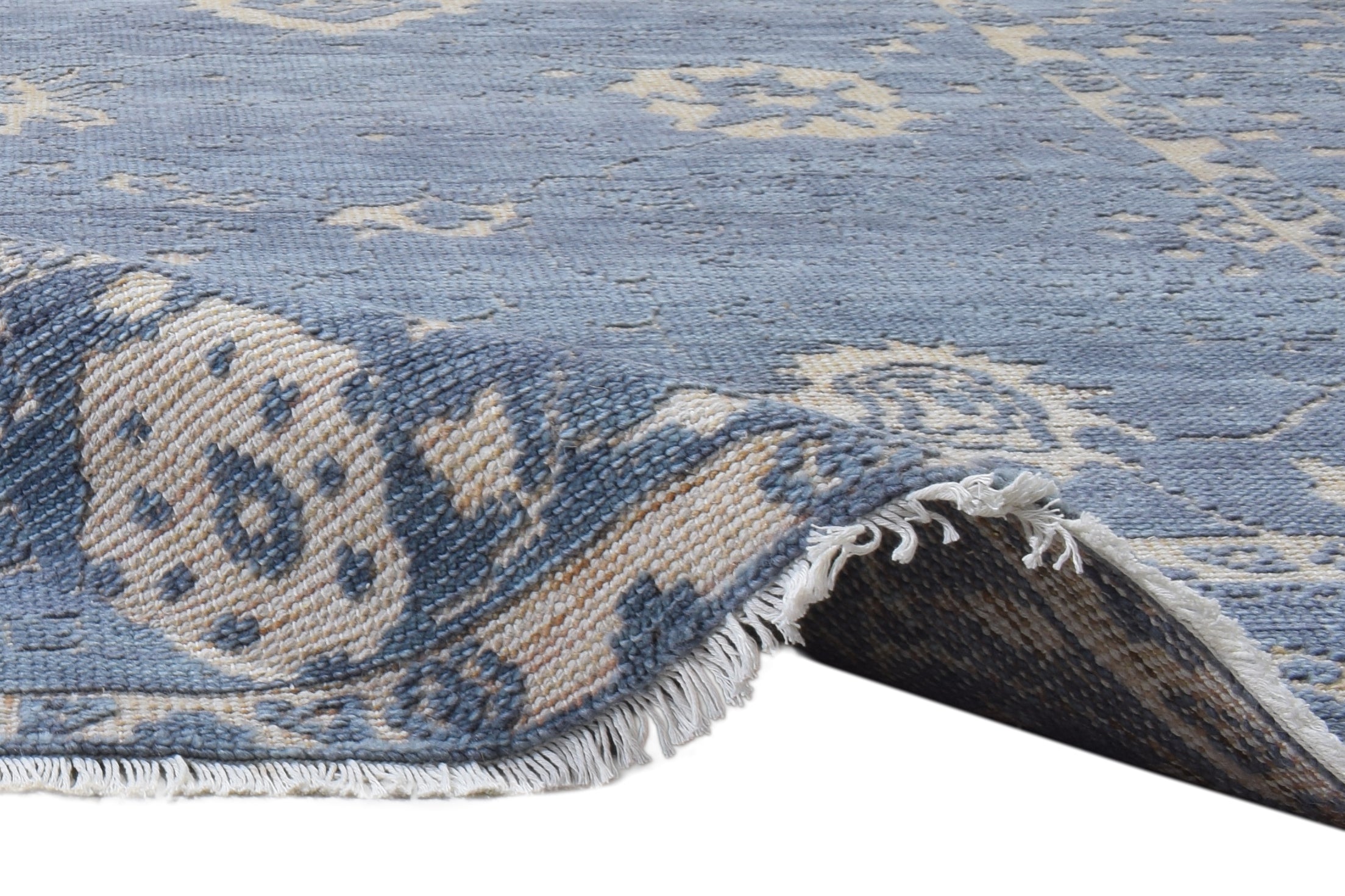 Remington Blue Hand-Knotted Wool Oushak Rug   8906375463061