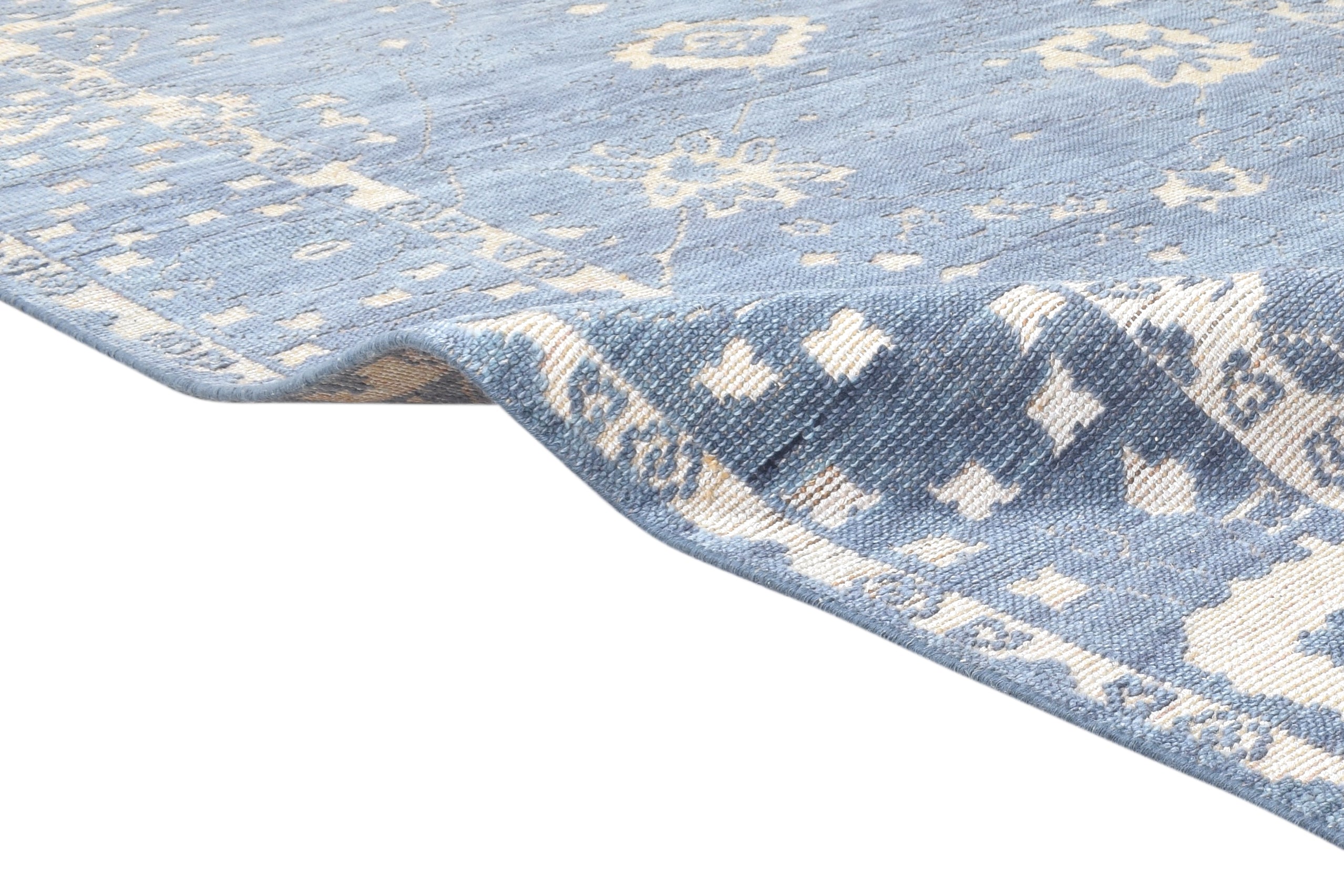 Remington Blue Hand-Knotted Wool Oushak Rug   8906375463061