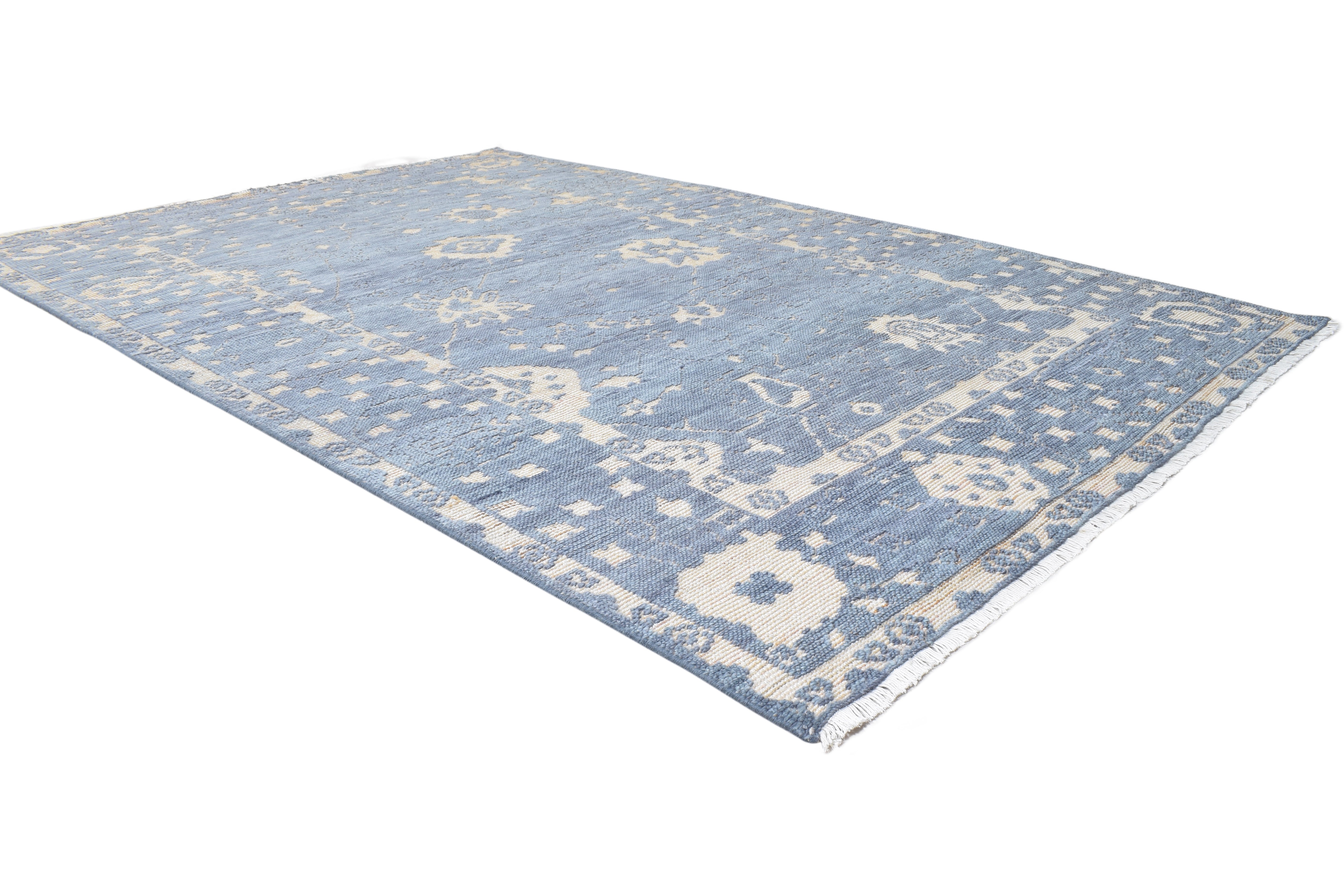 Remington Blue Hand-Knotted Wool Oushak Rug   8906375463061