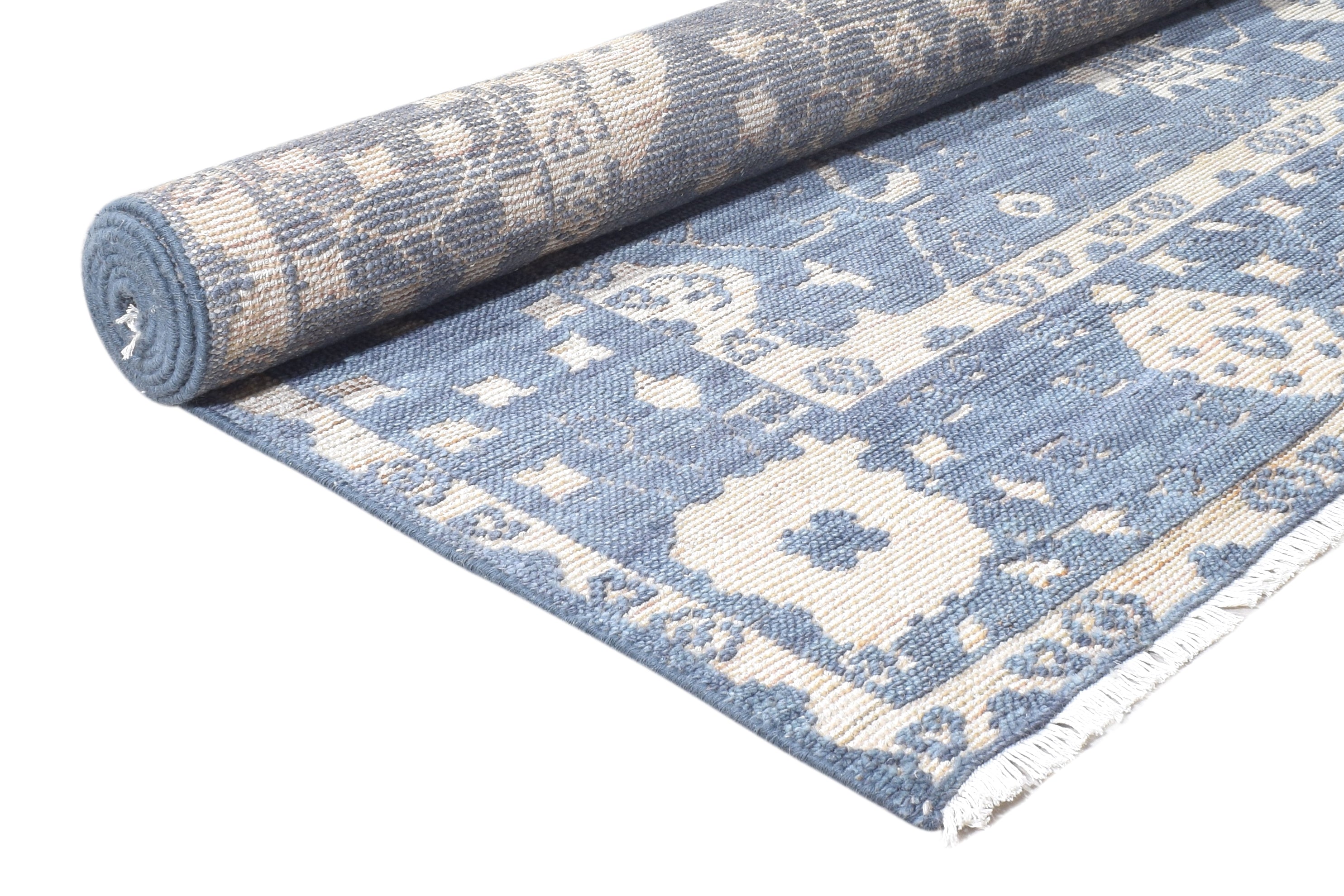 Remington Blue Hand-Knotted Wool Oushak Rug   8906375463061
