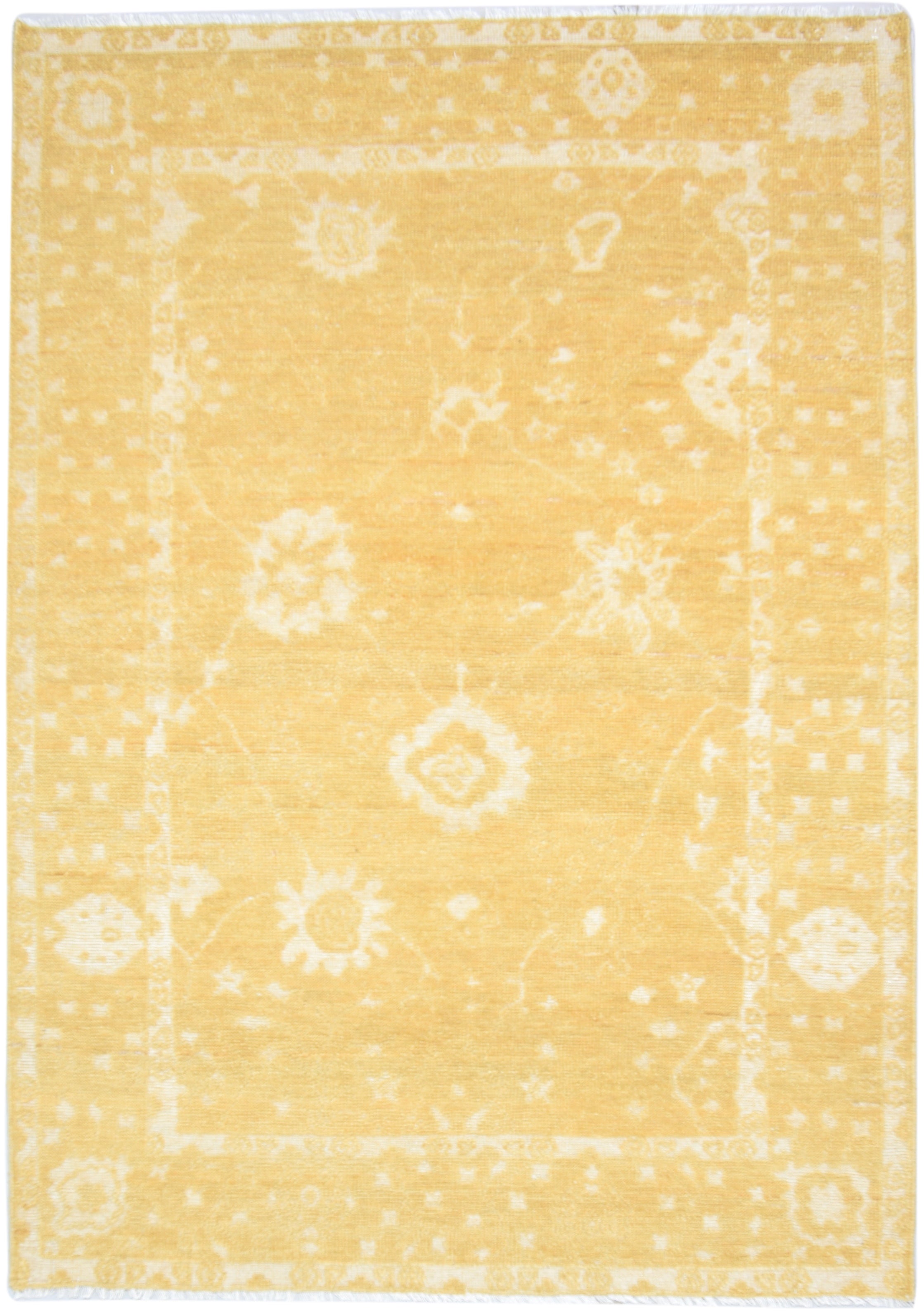 Rudra Golden Yellow Hand-Knotted Wool Oushak Rug