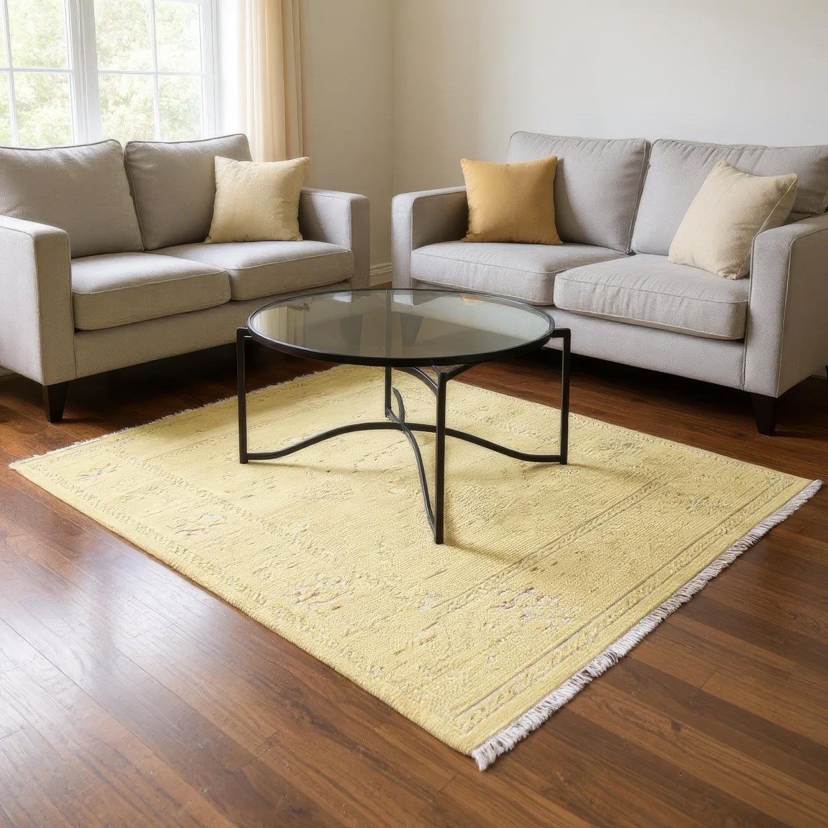 Katrin Yellow Gold Hand-Knotted Wool Oushak Rug   8906666377365