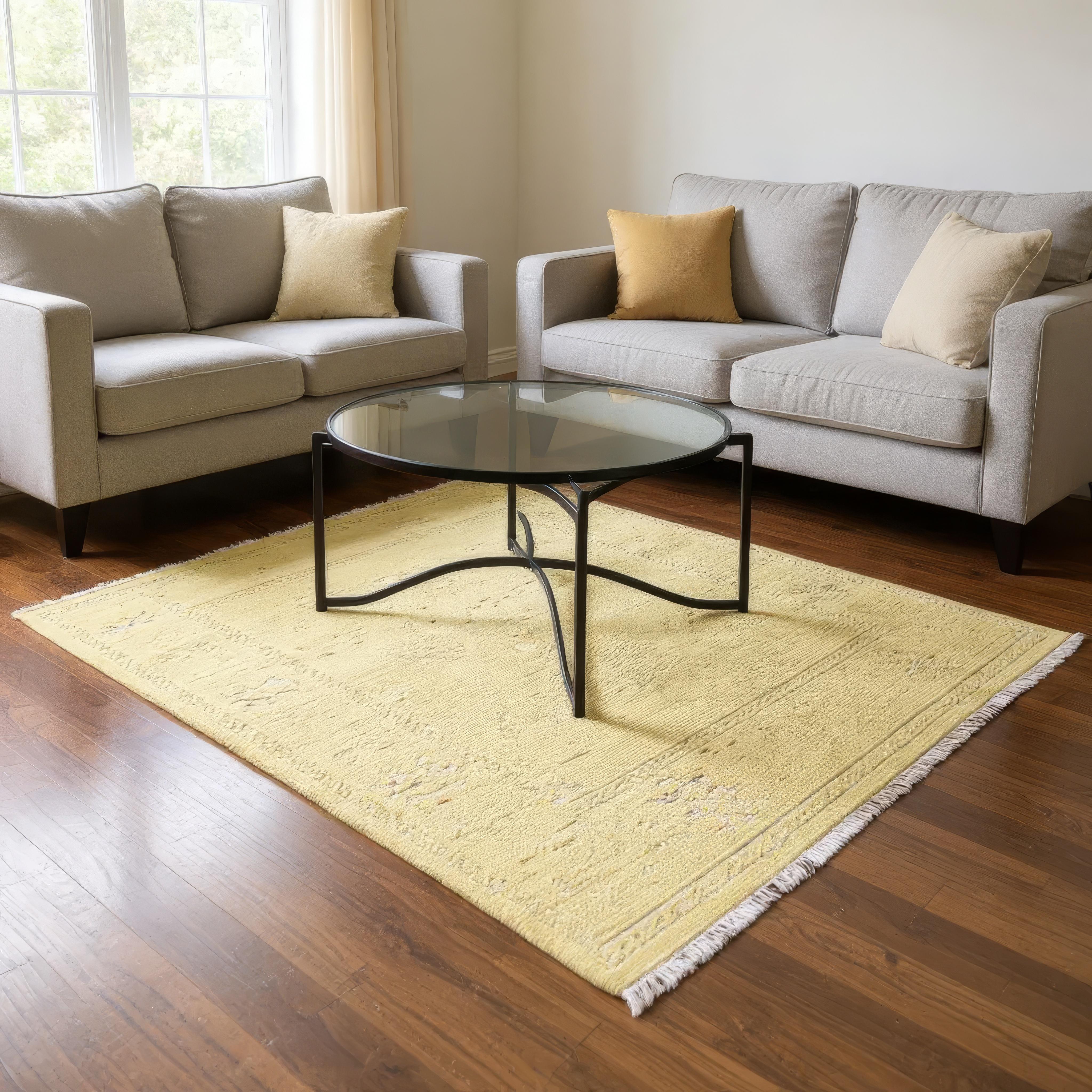 Katrin Yellow Gold Hand-Knotted Wool Oushak Rug