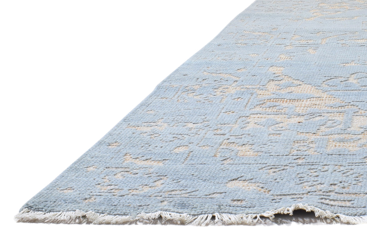 Justin Blue Hand-Knotted Wool Modern Heriz Serapi Abstract Rug