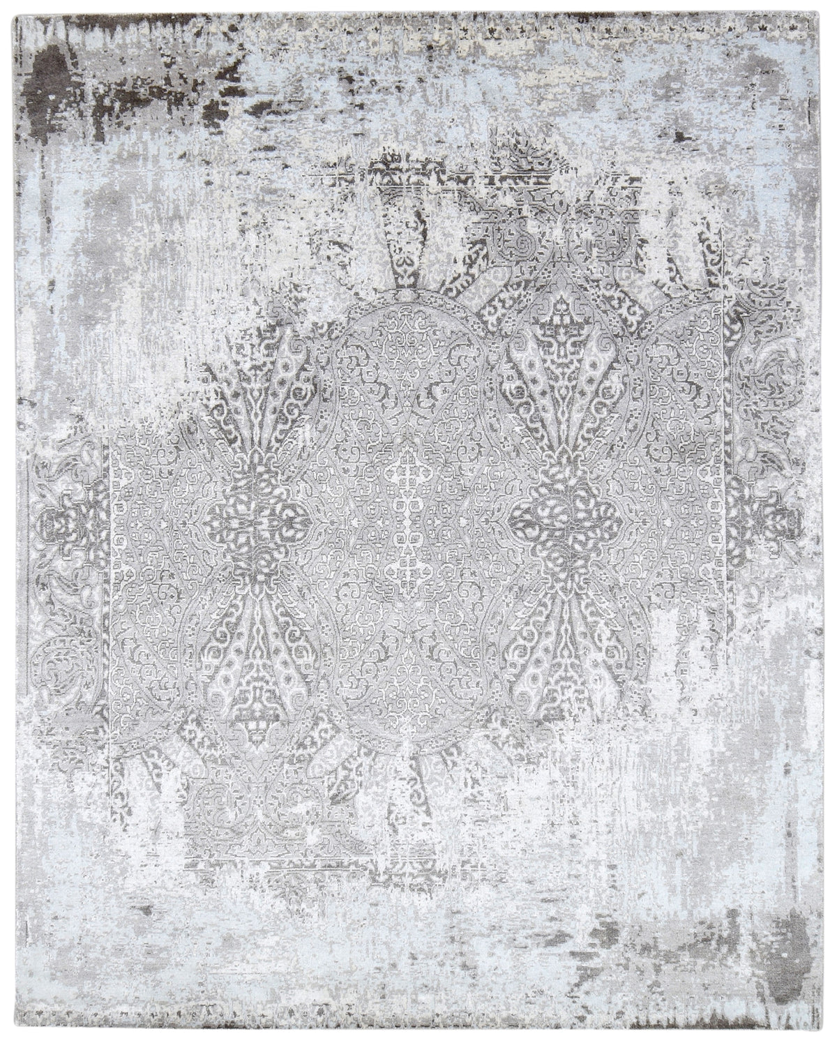 Druski Handmade Abstract Loom Knotted Hand Woven Silk Like Wool Viscose Gray Rug   9003010982037