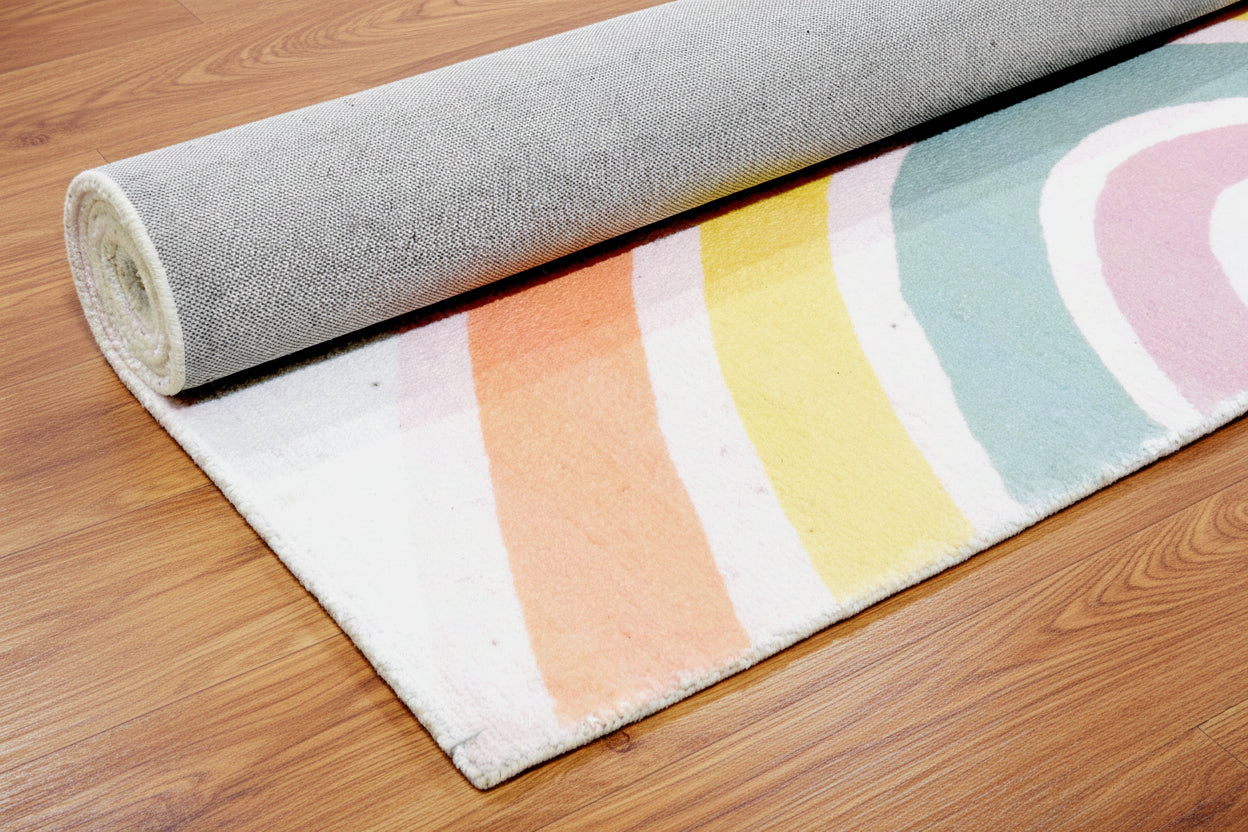 Anky Rainbow Pink Handmade Kids Nursery Plush Soft Rug   9006423703701