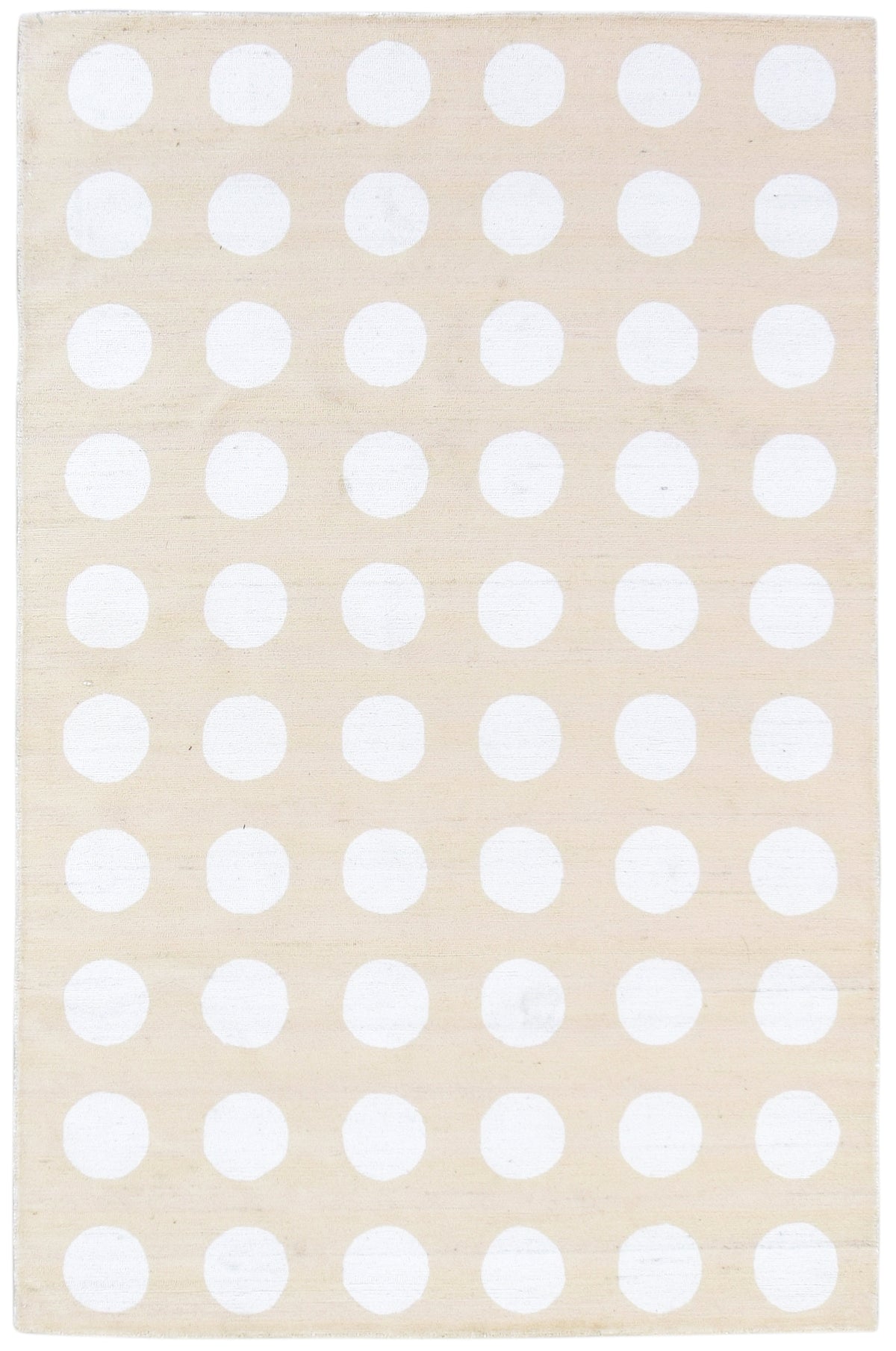 Juni Polka Dot Beige Handmade Kids Nursery Plush Soft Rug