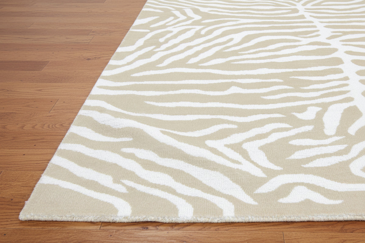 Zebra Handmade Beige & Ivory Stripe Area Rug – Modern Safari Style Kids Nursery Rug